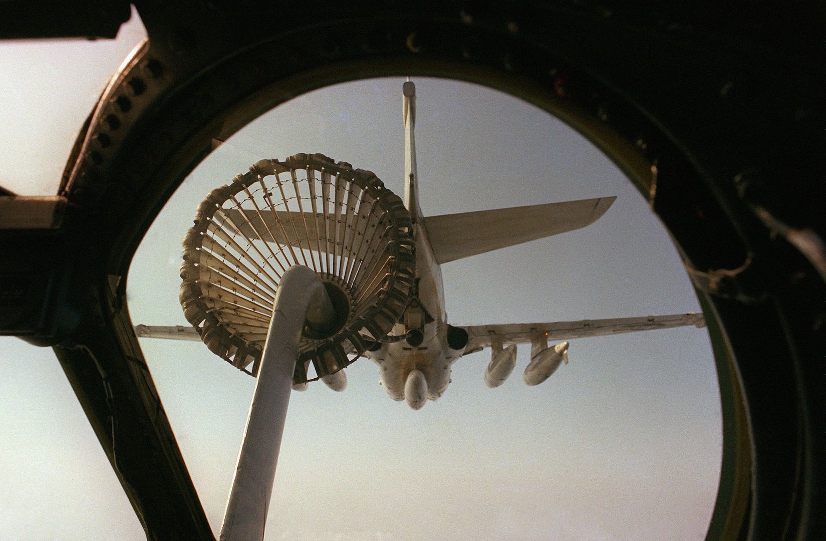A View From The Cockpit Of An A 6E Intruder Aircraft As It Refuels From A KA 6D Intruder Aircraft