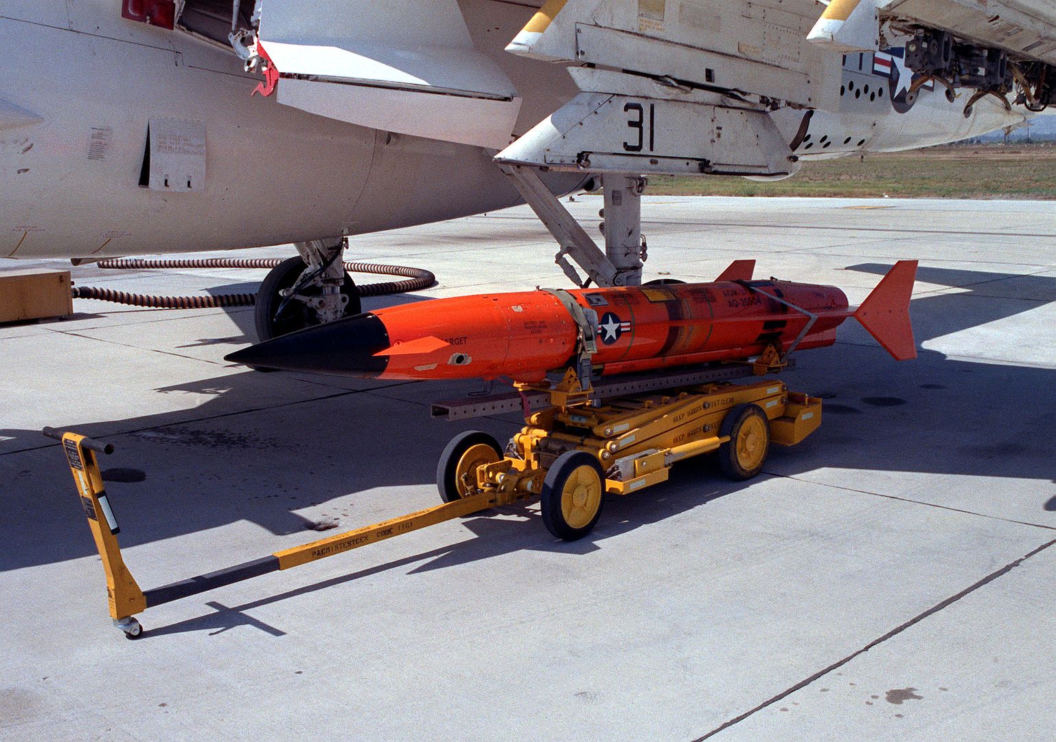 A View Of An AQM 37A Target Before It Is Uploaded Onto The Wing Of An A 6E Intruder Aircraft At The Pacific Missile Test Center Range