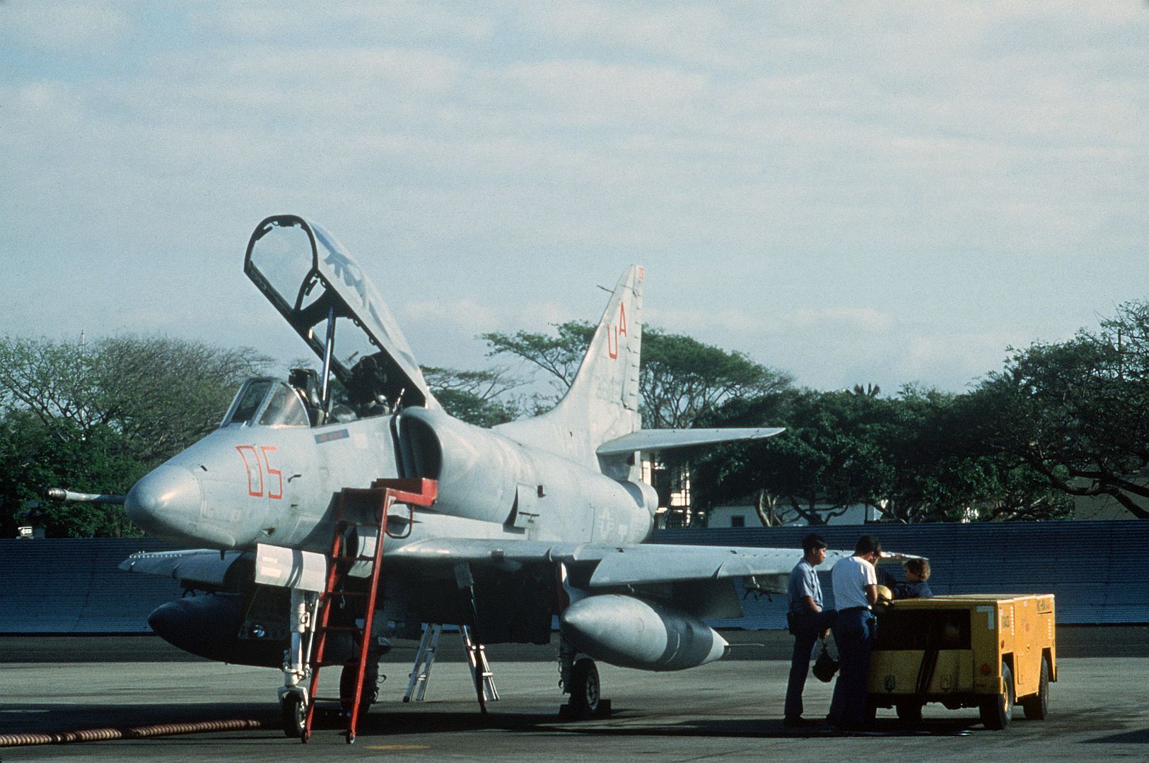 4 Skyhawk Aircraft Is Prepared For Flight Operations By Maintenance Personnel During Exercise COPE CANINE 85