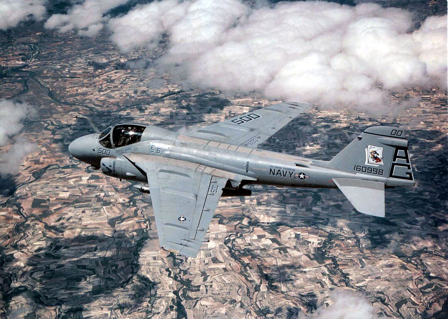 An A 6E Intruder Aircraft Navigates Over The Spanish Countryside During A Low Level Training Mission In Support Of Exercise MATADOR