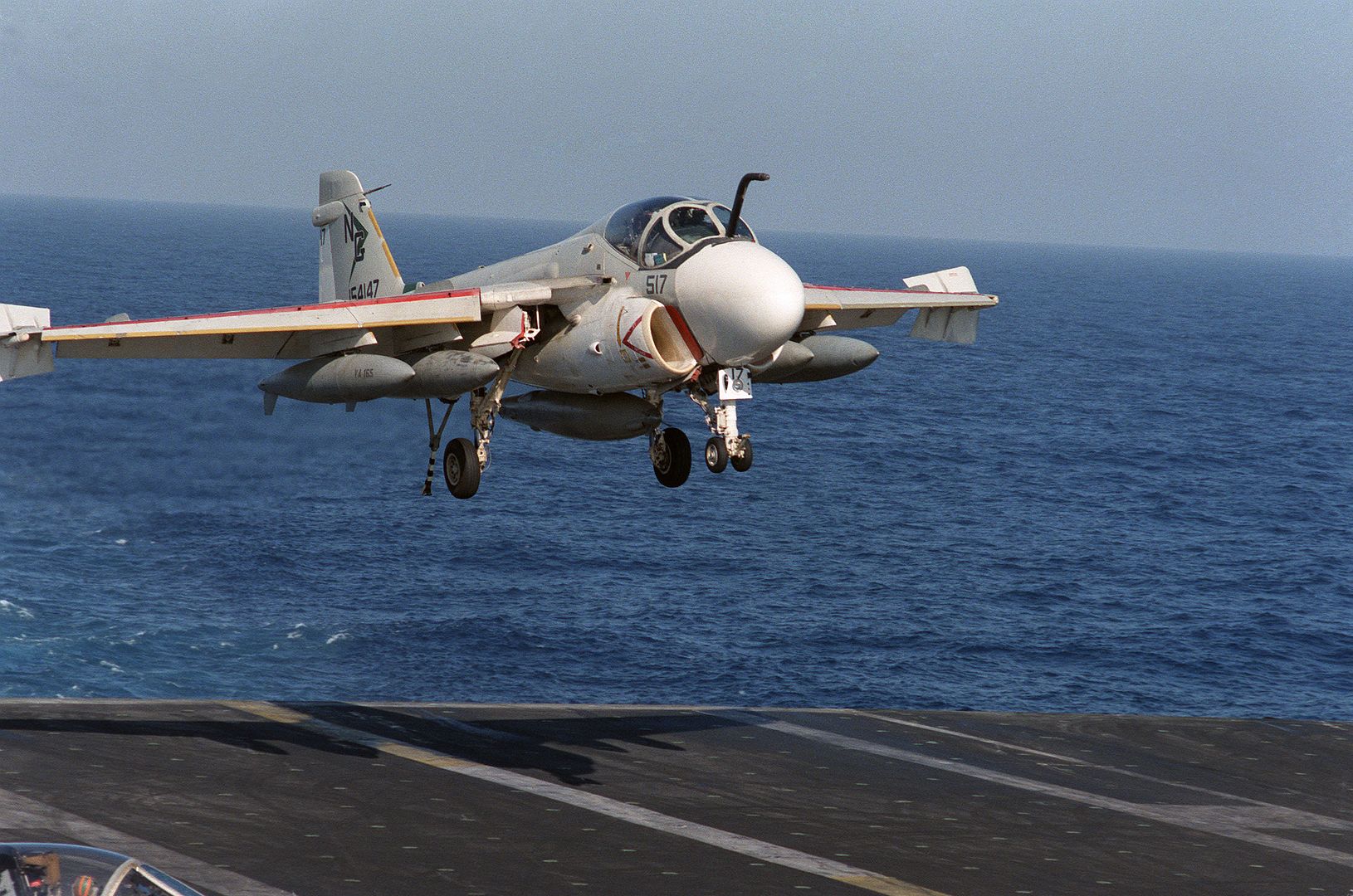 An Attack Squadron 165 KA 6D Intruder Aircraft Prepares To Land Aboard The Aircraft Carrier USS KITTY HAWK