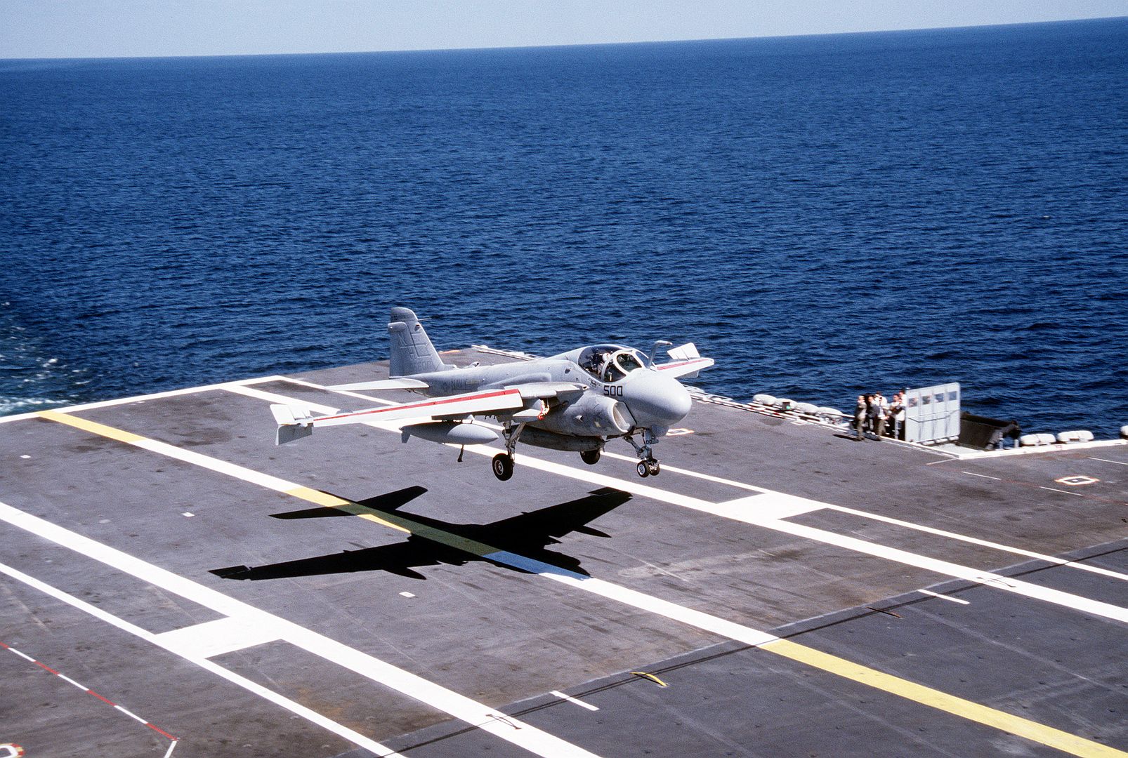 An Attack Squadron 95 A 6E Intruder Aircraft Comes In For A Landing On The Flight Deck Of The Nuclear Powered Aircraft Carrier USS ABRAHAM LINCOLN 3