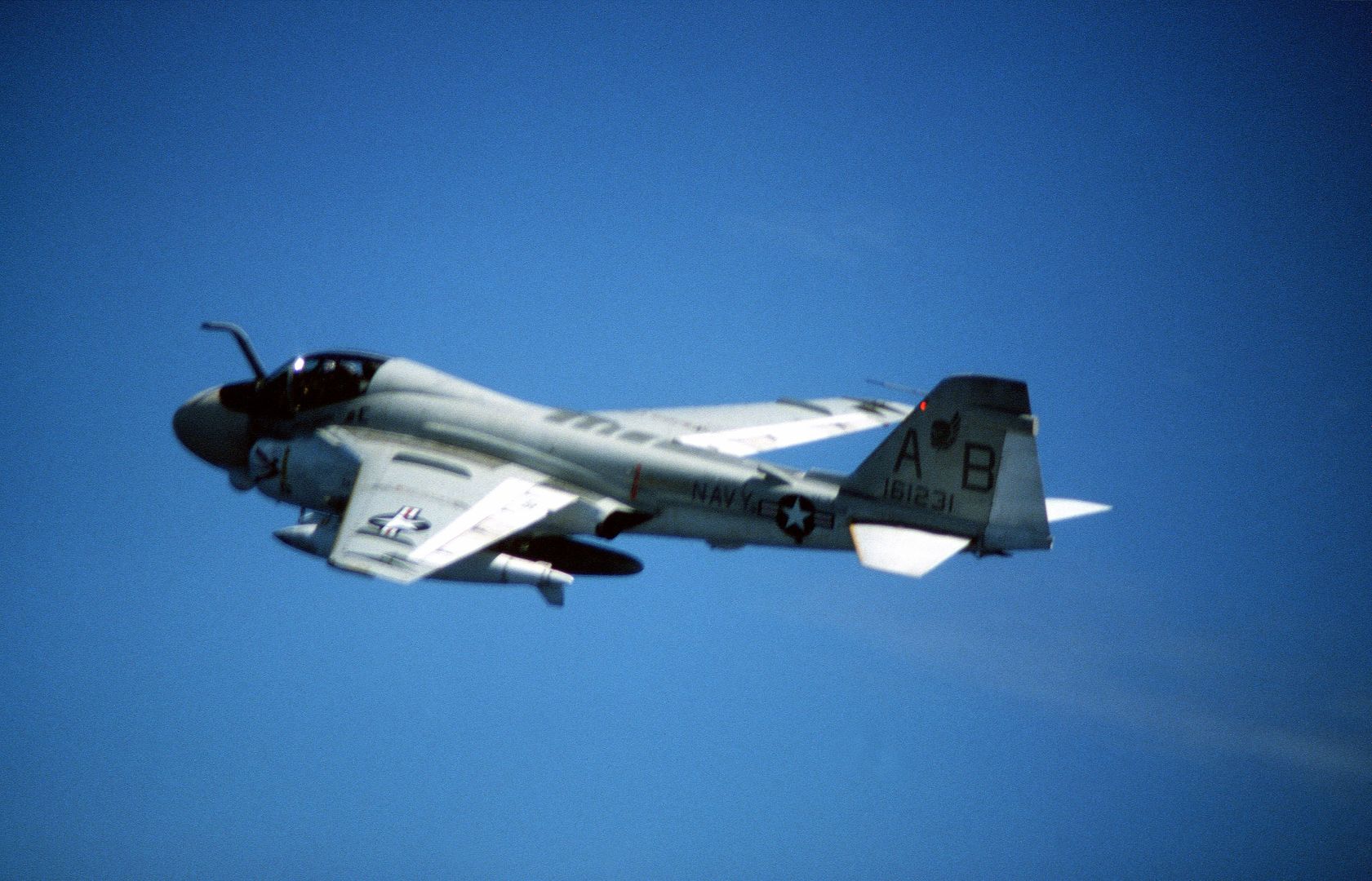 An Air To Air Left Side View Of An A 6 Intruder Aircraft Assigned To The Aircraft Carrier USS AMERICA