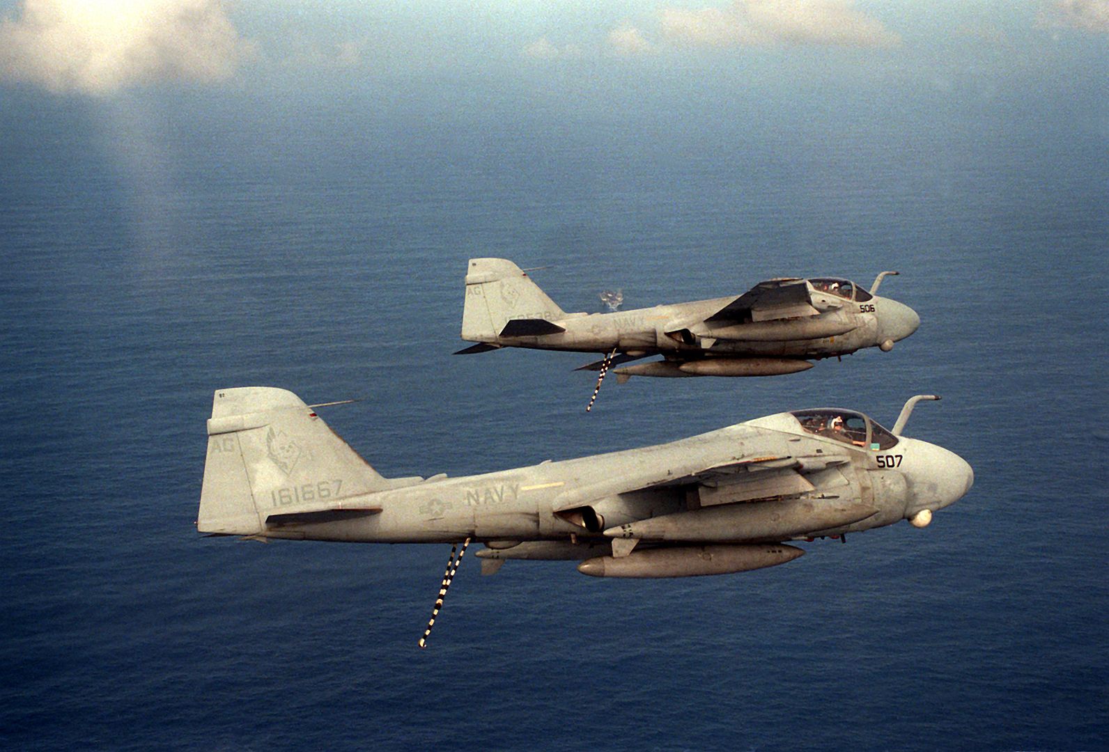 An Air To Air Right Side View Of Two A 6E Intruder Aircraft Flying In Formation