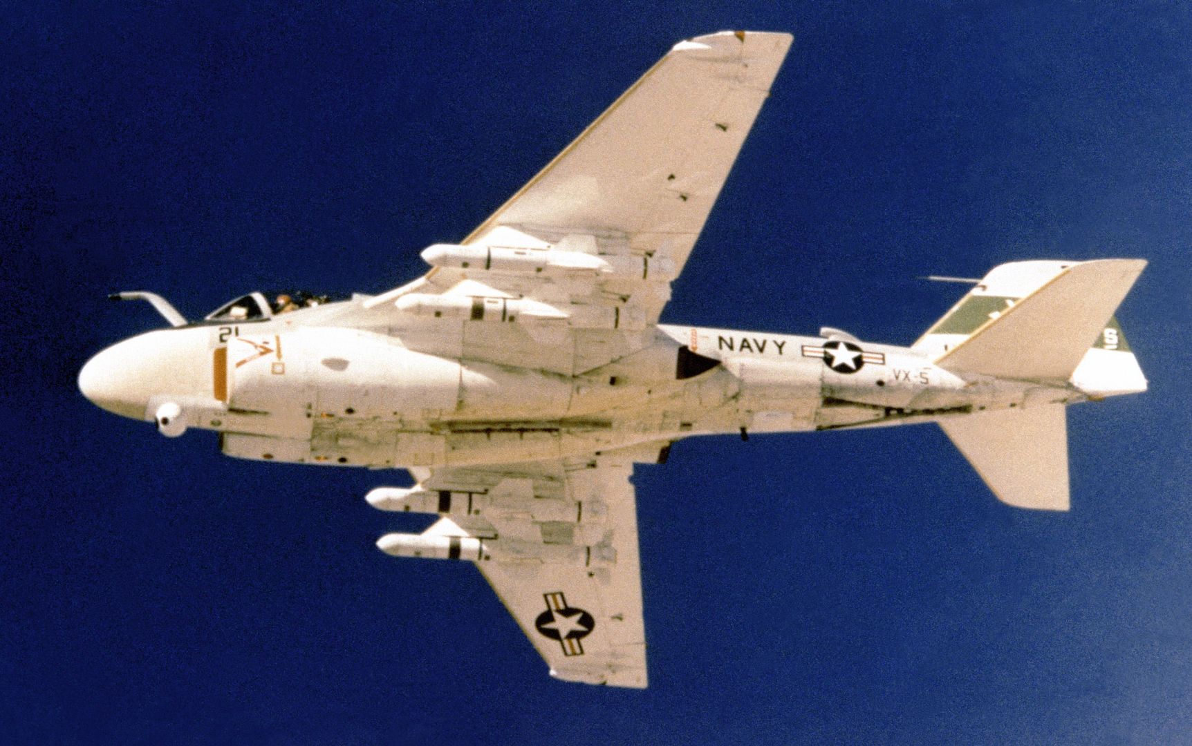 An Underside View Of An A 6A Intruder Aircraft Armed With Four AGM 84 Harpoon Missiles