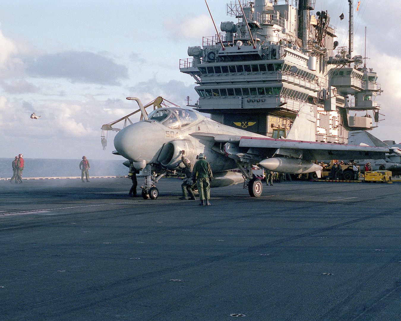 Attack Squadron 176 A 6E Intruder Aircraft On The Flight Deck Of The Aircraft Carrier USS FORRESTAL During The Allied Forces Exercise Team Work 88 1