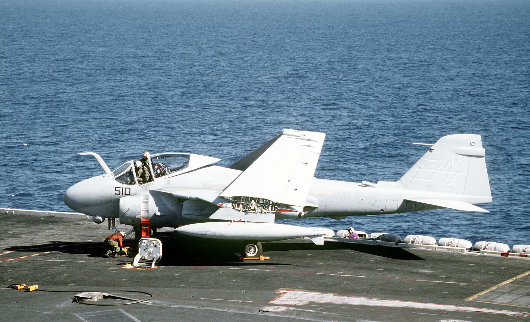 Attack Squadron 95 A 6E Intruder Aircraft On The Flight Deck Of The Nuclear Powered Aircraft Carrier USS ABRAHAM LINCOLN