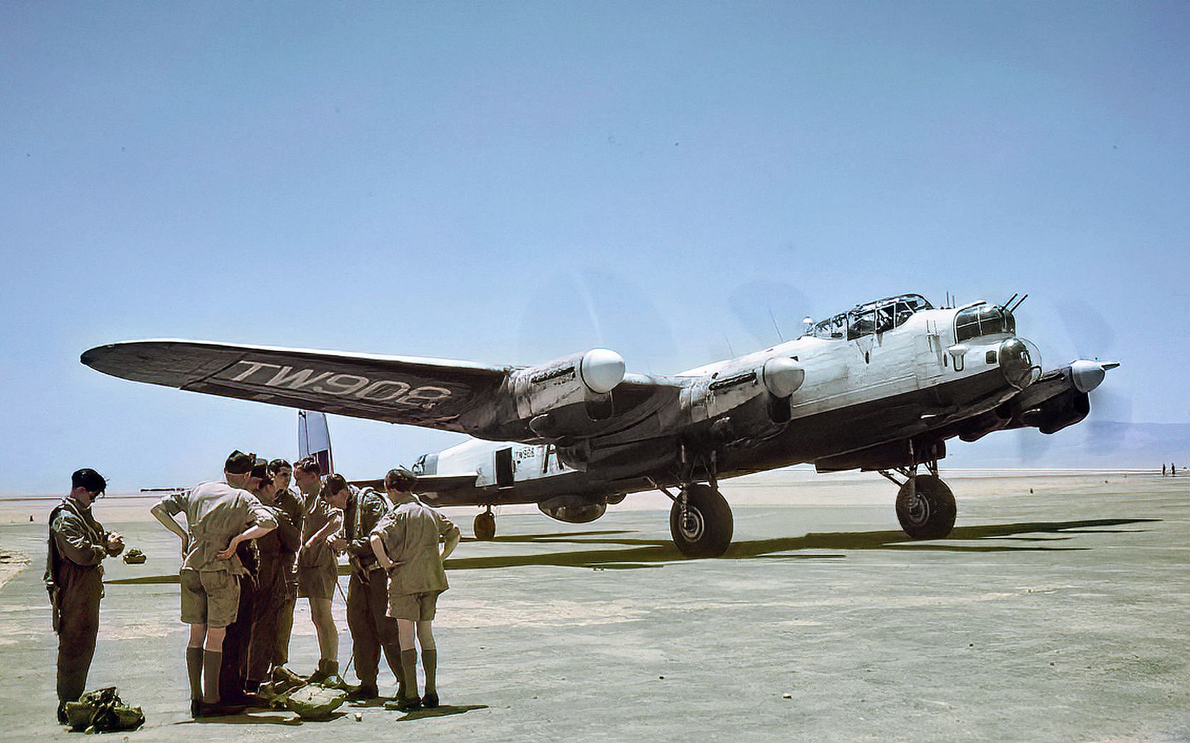 Avro Lancaster B Mk I TW908 From No 148 Squadron Prepares To Take Off For A Training Exercise From RAF Shallufa Air Base In Egypt In July 1948