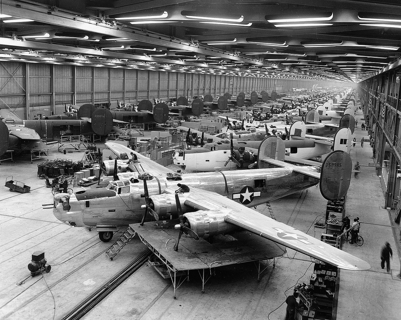 B 24 Assembly Line In Hangar At Consolidated Vultee Aircraft Corporation Fort Worth