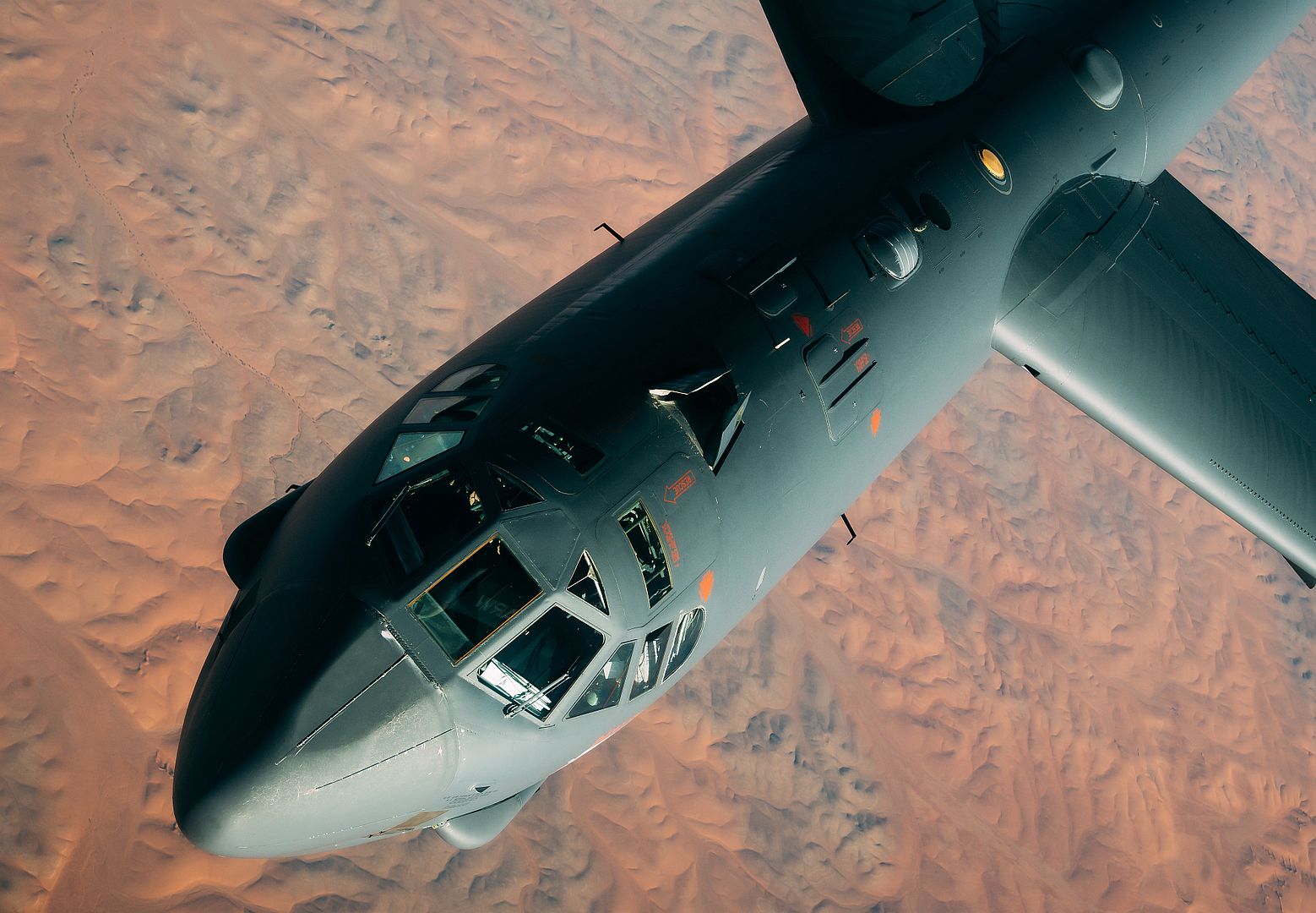 B 52 Stratofortress Assigned To The 2nd Bomb Wing Departs After Receiving Fuel From A KC 135 Stratotanker Assigned To The 340th Expeditionary Air Refueling Squadron B 52 Stratofortress Assigned To The 2nd Bomb Wing Departs After Receiving Fuel From A KC 135 Stratotanker Assigned To The 340th Expeditionary Air Refueling Squadron