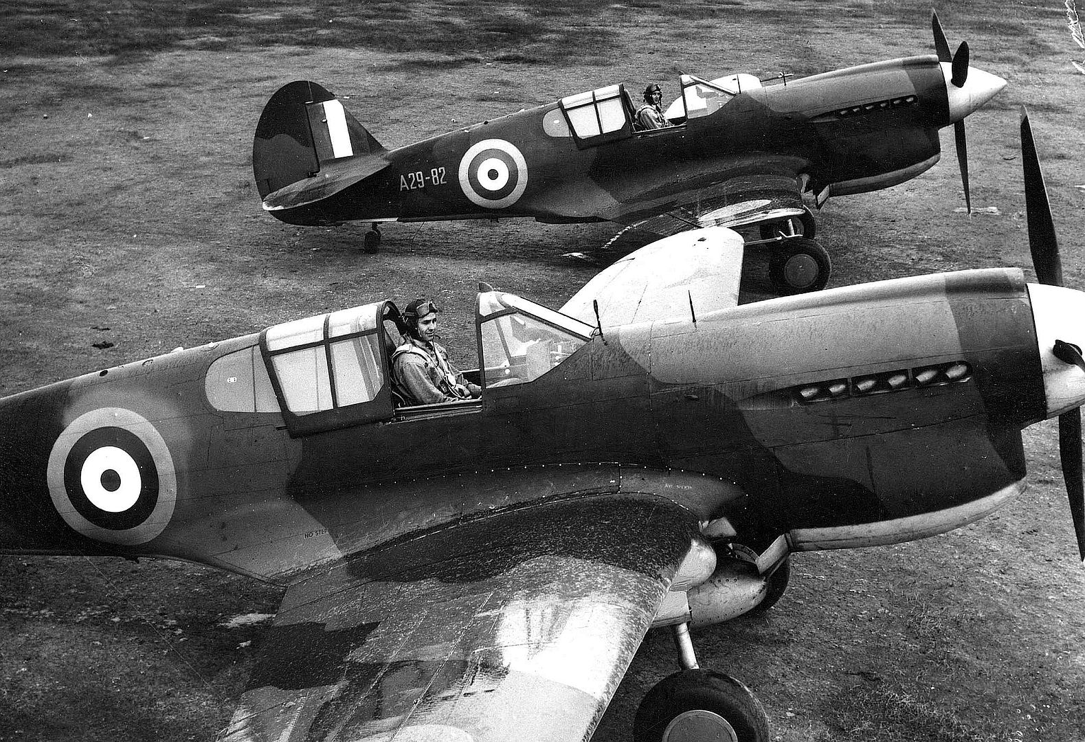 Curtiss Kittyhawk RAAF Aeroplanes Waiting For Take Off