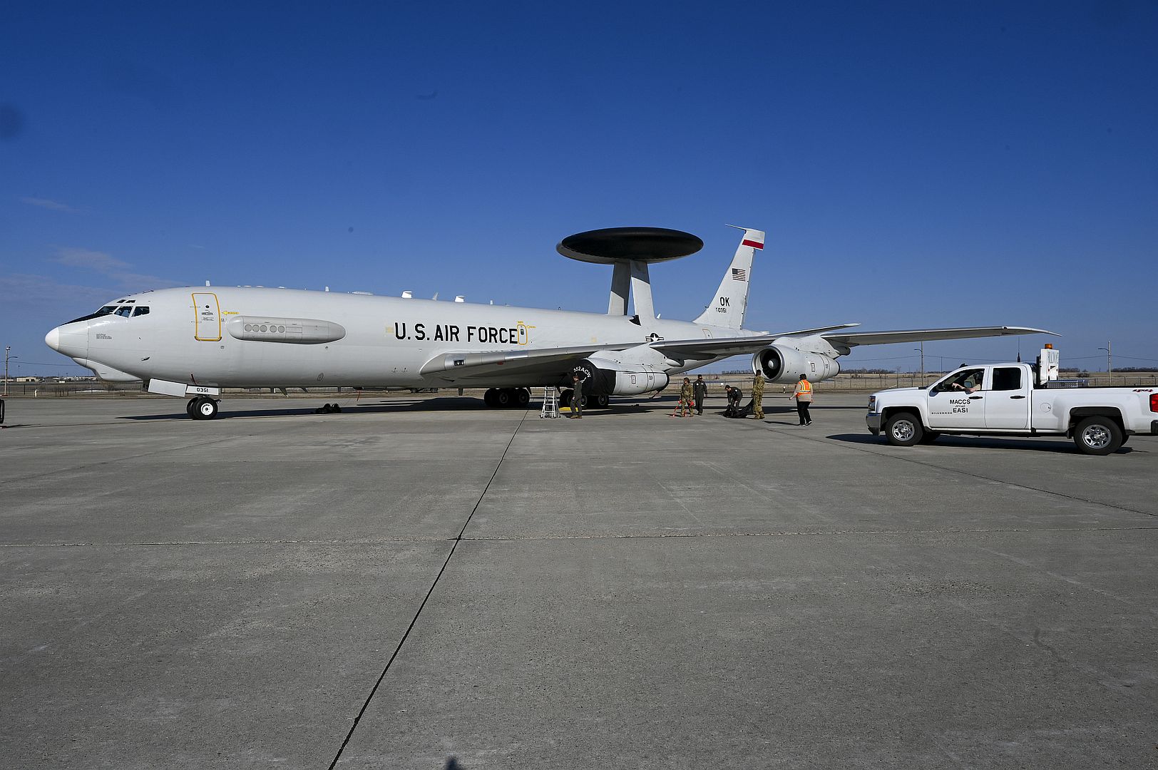 3 Sentry Assigned To Tinker Air Force Base Oklahoma Also Known As An Airborne Warning And Control System Aircraft Sits Parked At Minot Air Force Base North Dakota May 04 2022