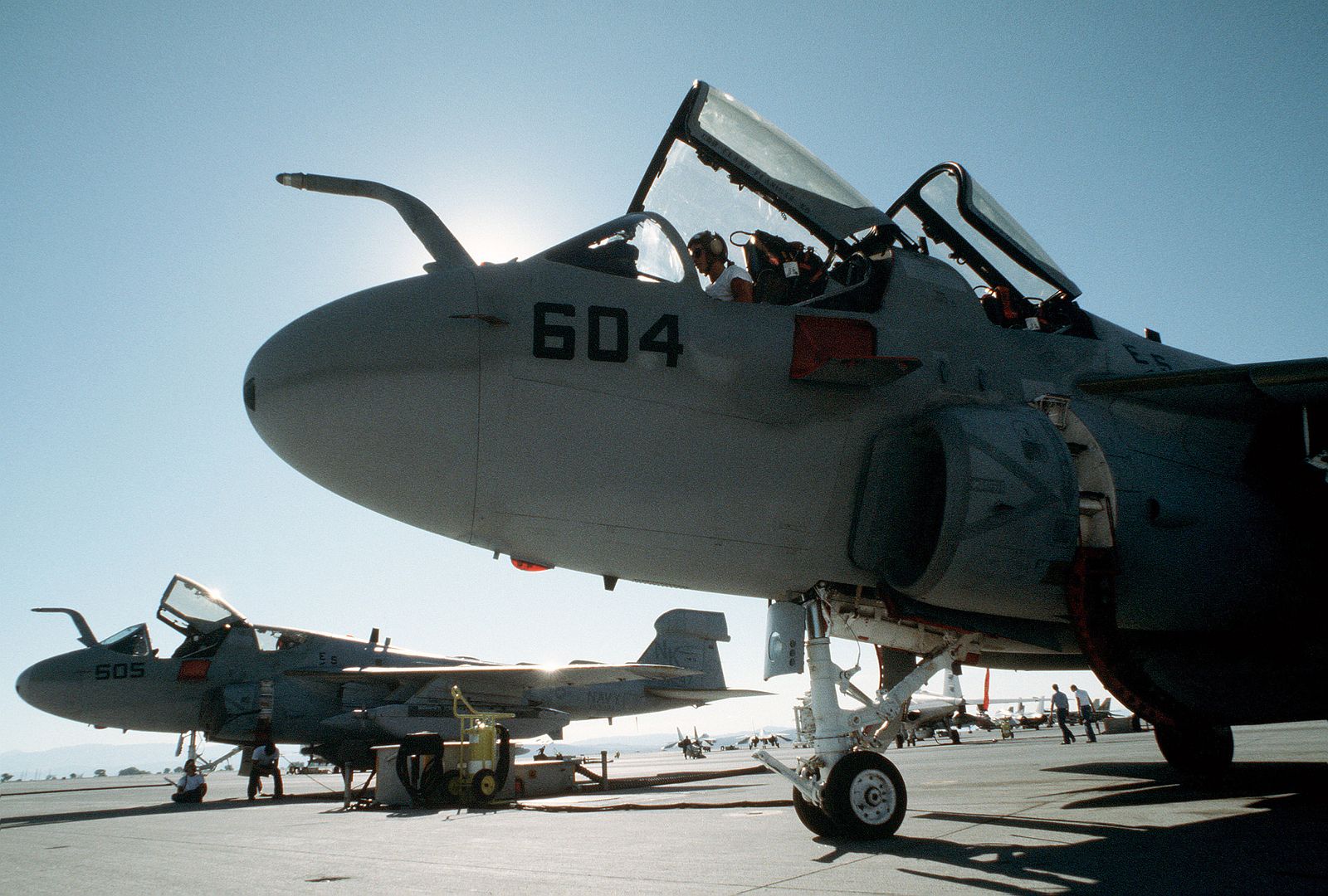 6B Prowler Aircraft Are Serviced On The Flight Line During Exercise GALLANT EAGLE 88