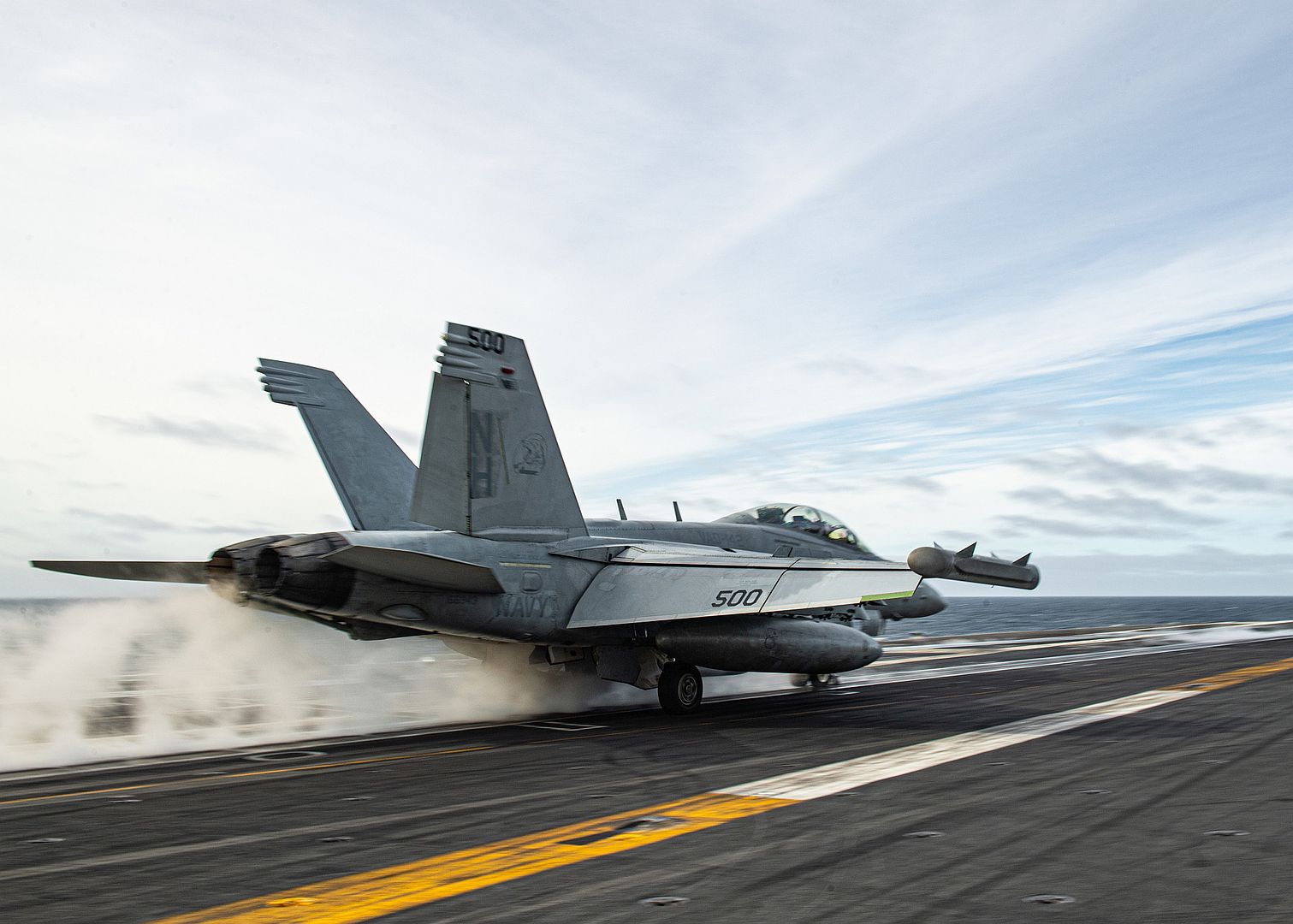EA 18G Growler As It Launches From The Flight Deck Of The Aircraft Carrier USS Theodore Roosevelt