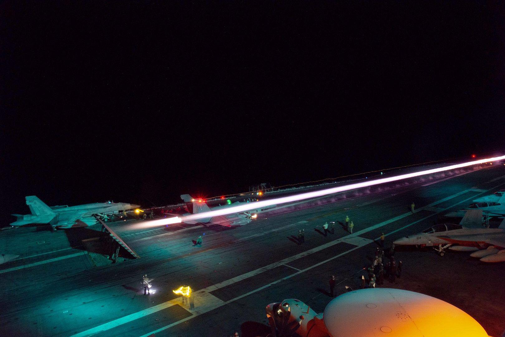 EA 18G Growler Attached To The Shadowhawks Of Electronic Attack Squadron 141 Launches From The Flight Deck Of The Navy S Only Forward Deployed Aircraft Carrier USS Ronald Reagan