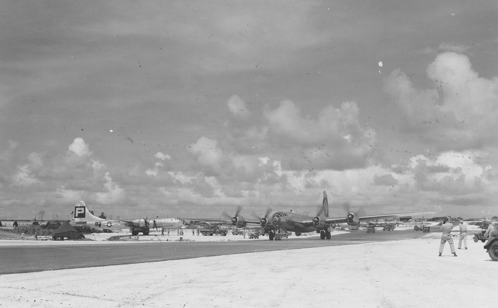 Enola Gay Taxiing To Hard Stand Upon Return From First Atomic Bomb Strike