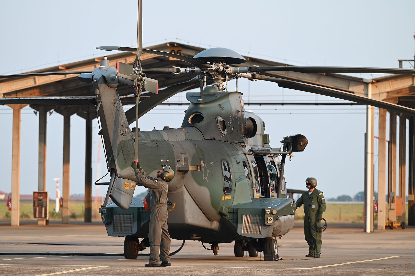 Eurocopter EC725 Caracal Helicopter Assigned To Brazilian Air Base Campo Grande Prepares To Take Off On A Search And Rescue Exercise