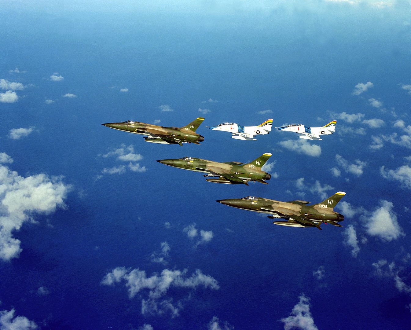 4J Skyhawk Aircraft From Fleet Composite Squadron 1 Flying In Formation