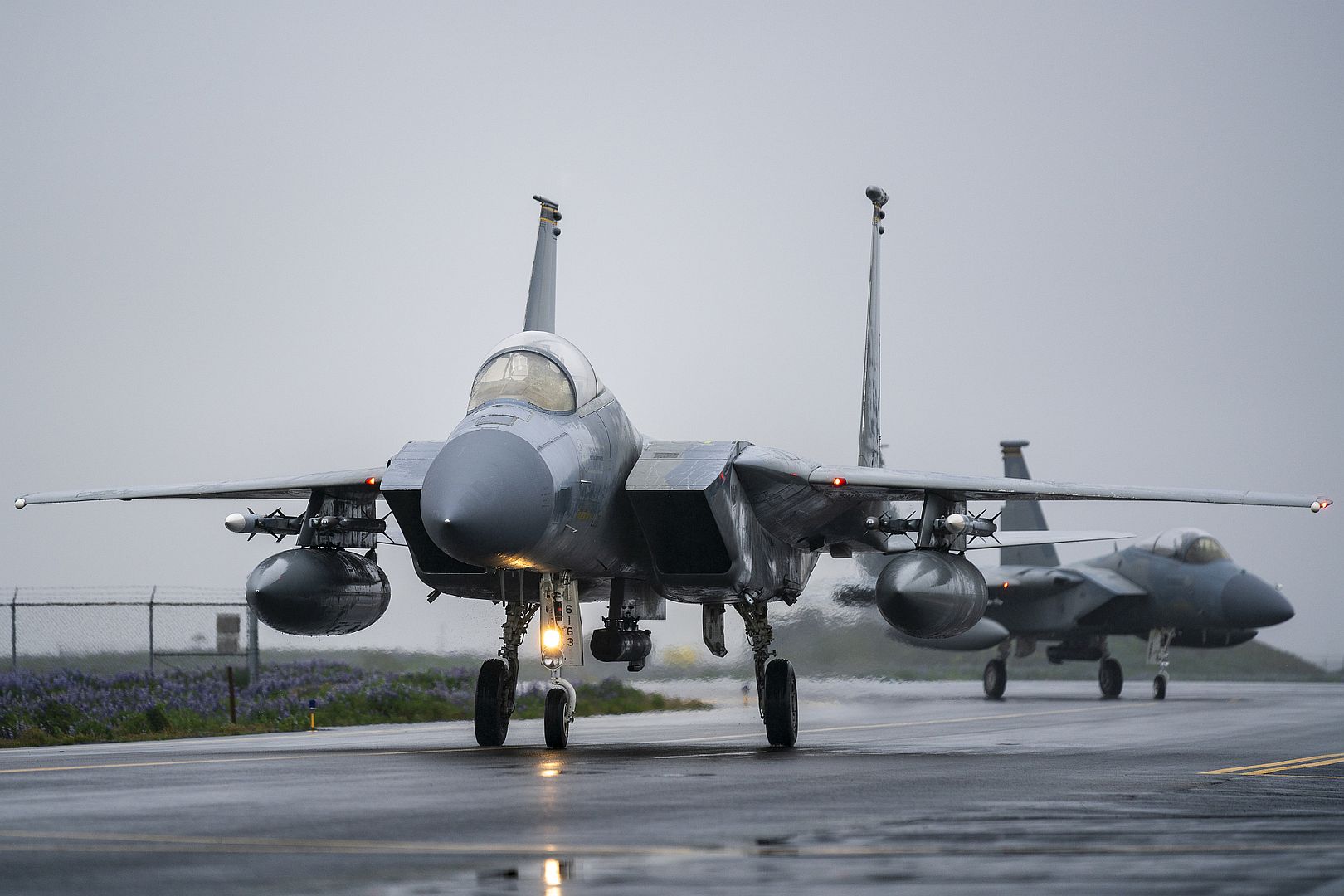 15C Eagles Assigned To The 493rd Fighter Squadron Taxi After Completing A Training Sortie In Support Of NATO Air Policing Operations At Keflavik Air Base Iceland July 9 2021