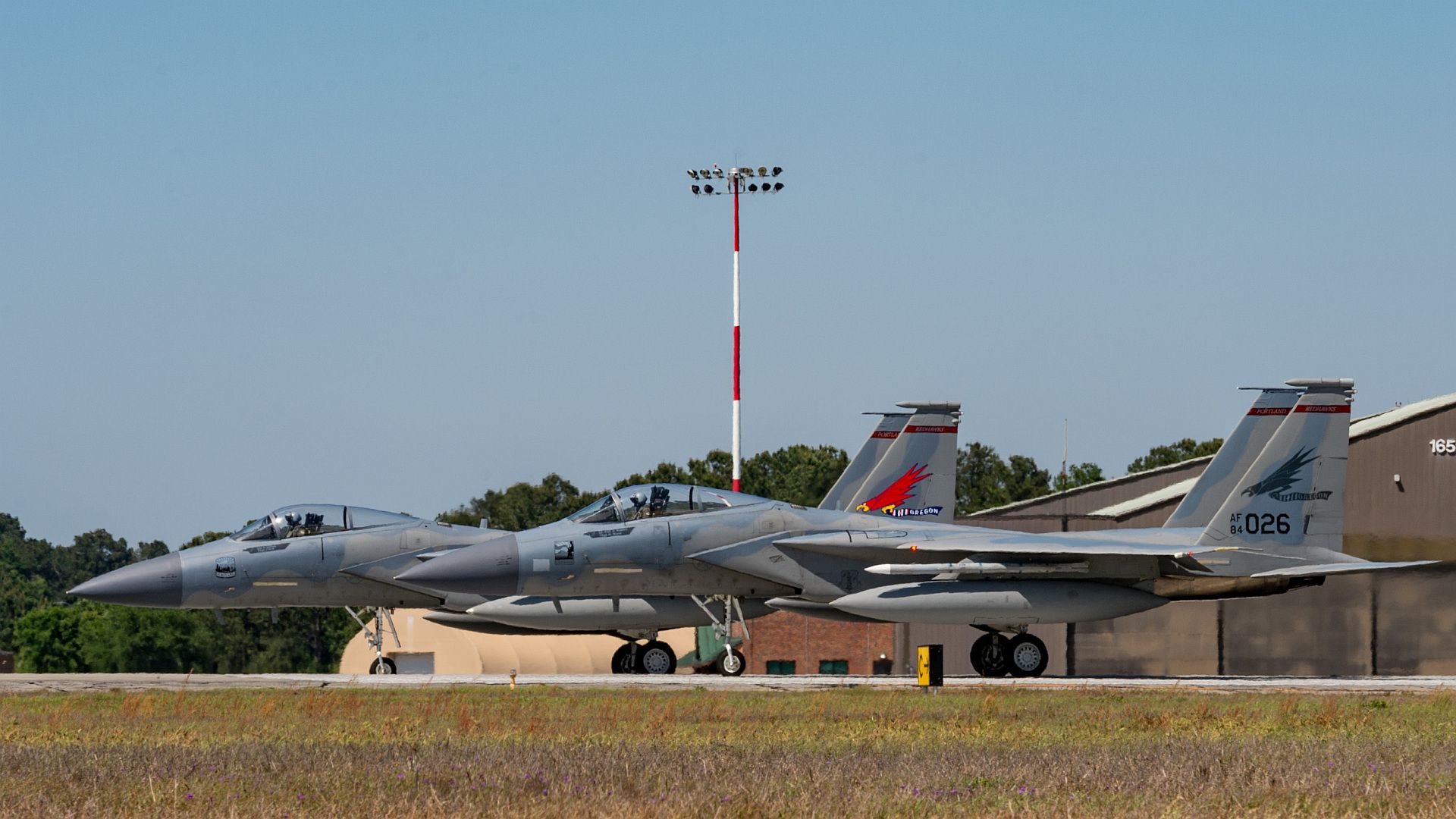 15 Aircraft From Oregon Air National Guard S 142nd Fighter Wing Await Departure At The Air Dominance Center During Sentry Savannah 2021