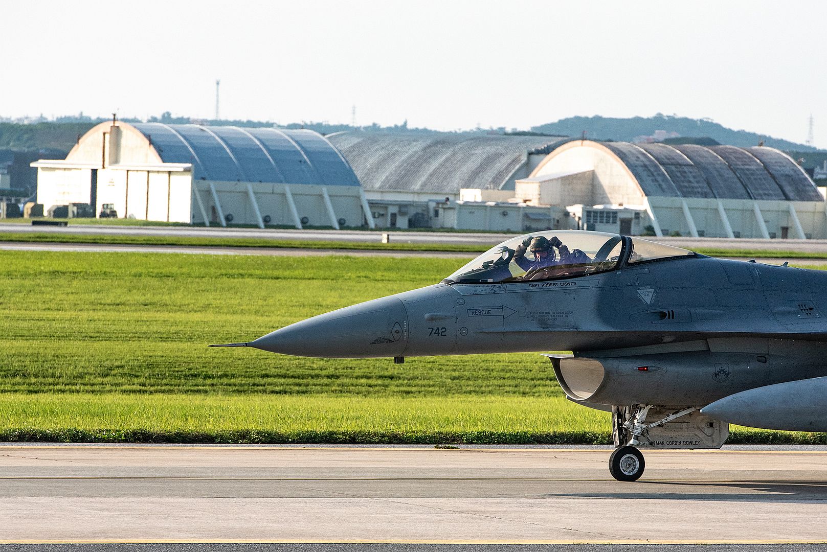 16C Pilot Assigned To The 80th Fighter Squadron Taxis Down The Runway At Kadena Air Base Japan May 18 2022