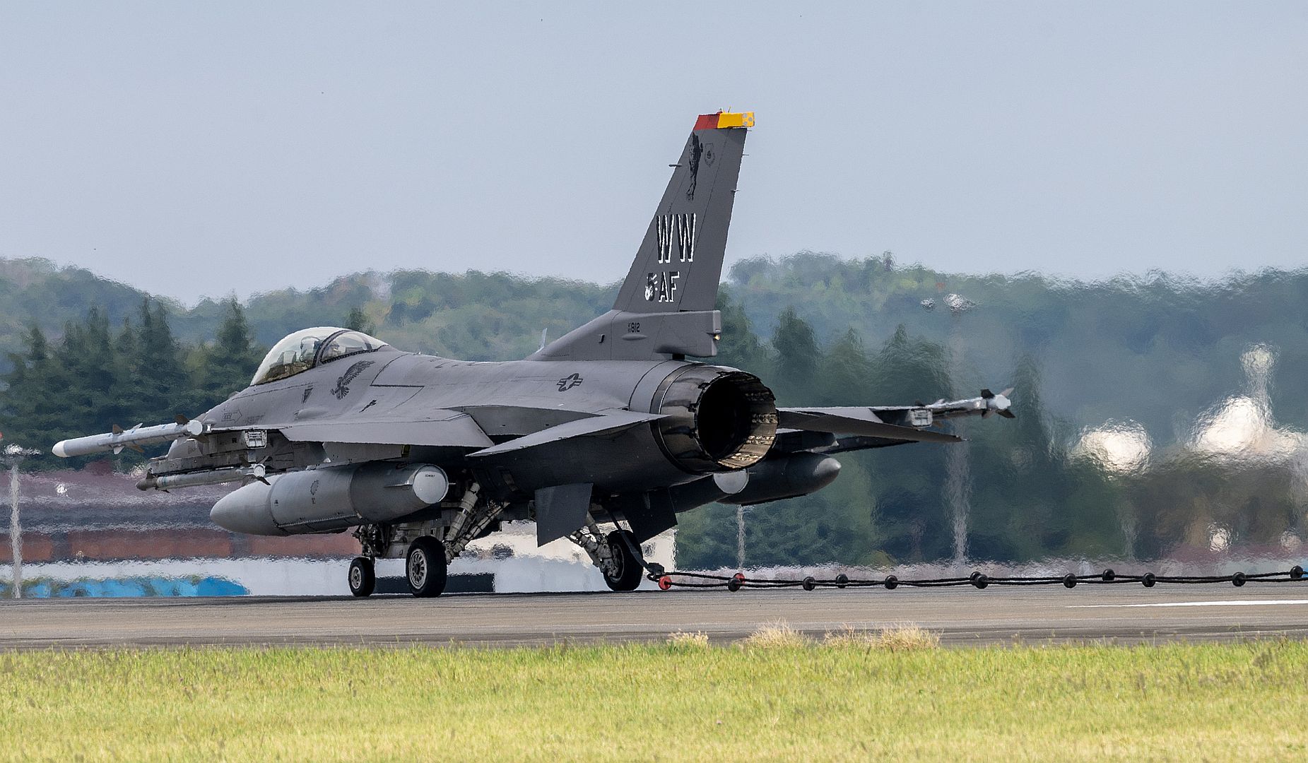 16 Fighting Falcon Assigned To The 14th Fighter Squadron Misawa Air Base Japan Catches A Barrier Cable 16 Fighting Falcon Assigned To The 14th Fighter Squadron Misawa Air Base Japan Catches A Barrier Cable