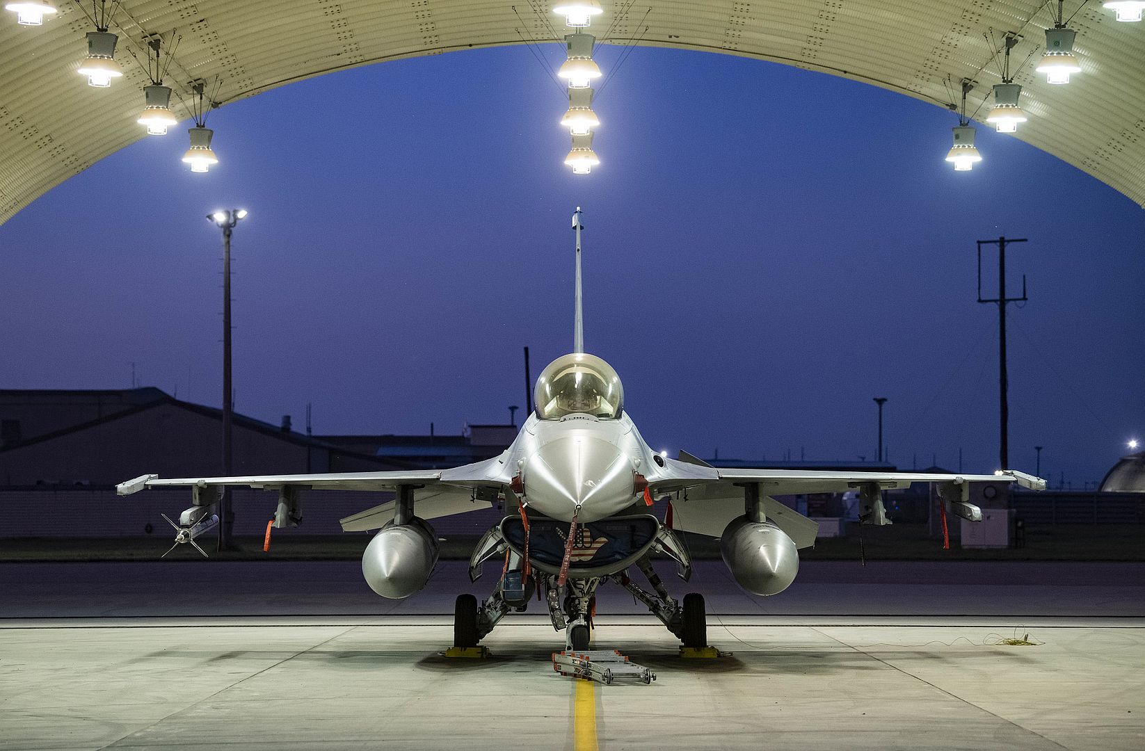 16 Fighting Falcon Assigned To The 35th Fighter Squadron Sits In A Flow At Kunsan Air Base Republic Of Korea July 27 2021 16 Fighting Falcon Assigned To The 35th Fighter Squadron Sits In A Flow At Kunsan Air Base Republic Of Korea July 27 2021