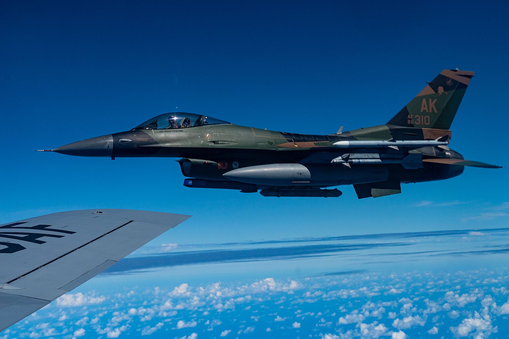 16 Fighting Falcon Pilot Assigned To The 18th Aggressor Squadron Conducts Aerial Refueling