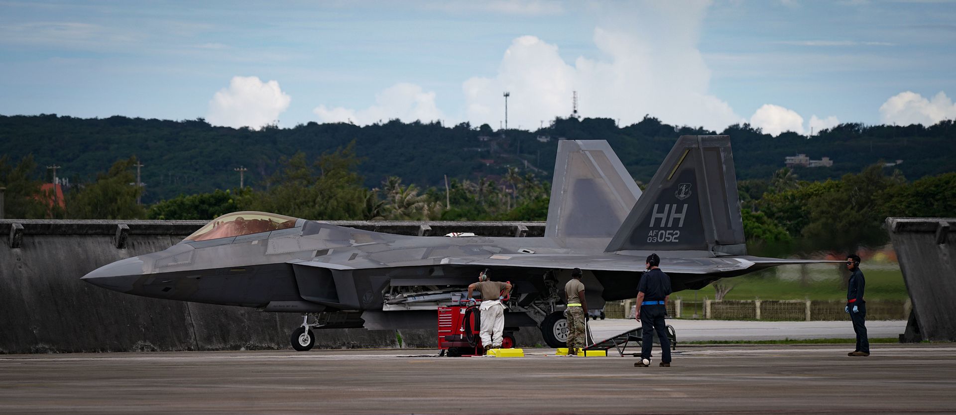 22 Raptor Assigned To The 199th Fighter Squadron 154th Wing Joint Base Pearl Harbor Hickam Hawaii Arrives In Support Of Pacific Iron 2021 At Andersen Air Force Base Guam July 18 2021 22 Raptor Assigned To The 199th Fighter Squadron 154th Wing Joint Base Pearl Harbor Hickam Hawaii Arrives In Support Of Pacific Iron 2021 At Andersen Air Force Base Guam July 18 2021