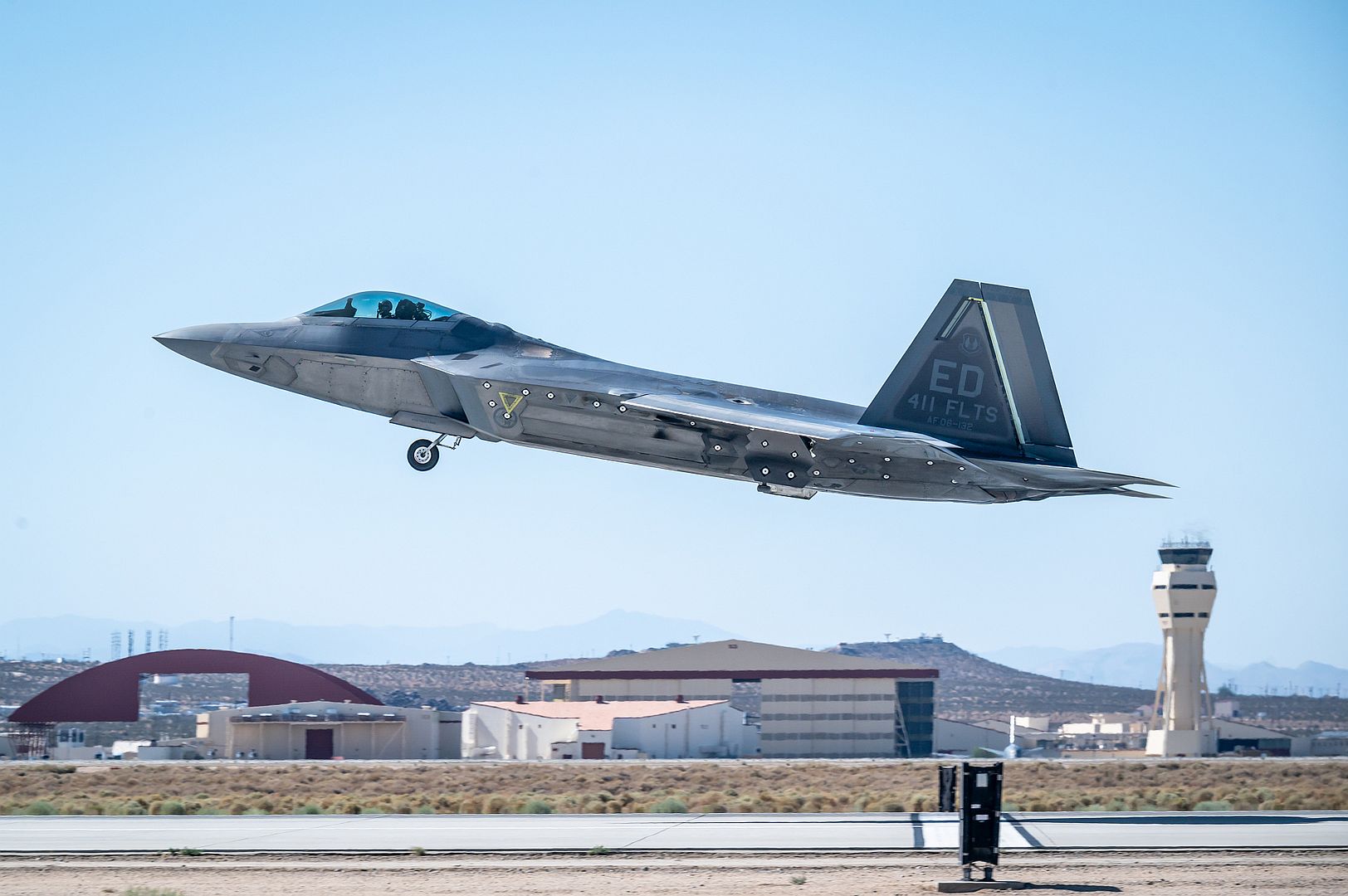 22 Raptor From The 411th Flight Test Squadron 412th Test Wing Takes Off From Edwards Air Force Base California