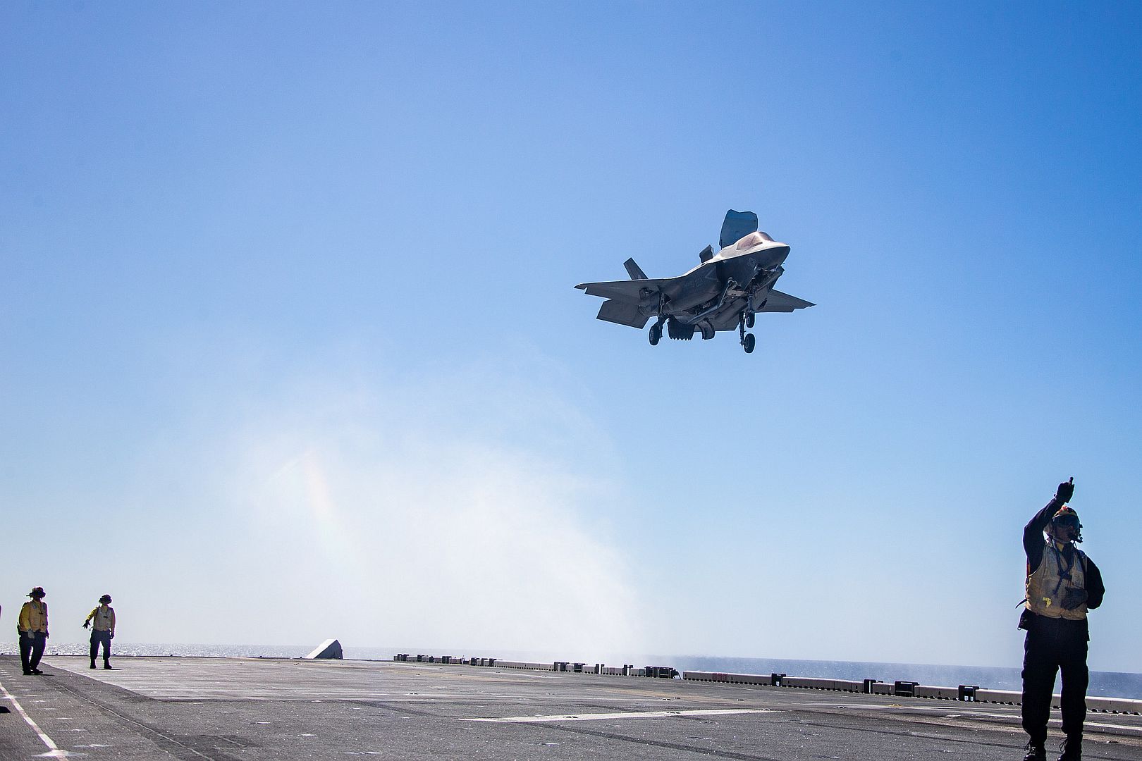 35B Lightning II With Marine Medium Tiltrotor Squadron 265 31st Marine Expeditionary Unit Lands On The Flight Deck Aboard The Amphibious Assault Ship USS America 35B Lightning II With Marine Medium Tiltrotor Squadron 265 31st Marine Expeditionary Unit Lands On The Flight Deck Aboard The Amphibious Assault Ship USS America