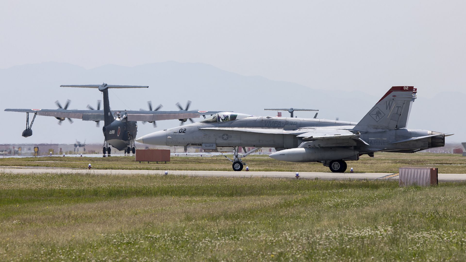 18C Hornet Aircraft With Marine Fighter Attack Squadron 232 Taxis The Runway During An Alert Contingency Marine Air Ground Task Force