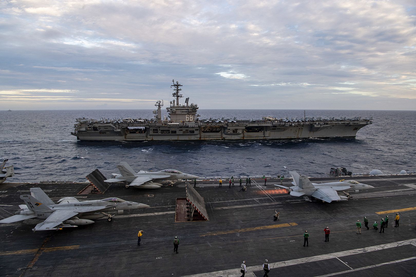  Launches From The Flight Deck Of The Aircraft Carrier USS Theodore Roosevelt