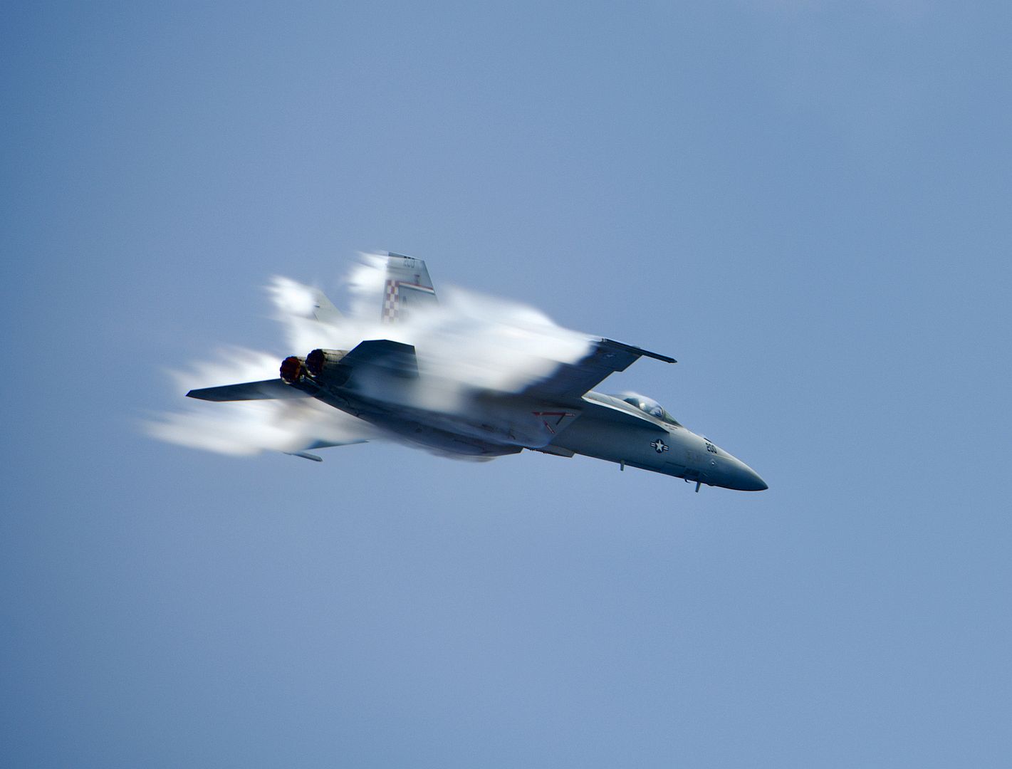 18E Super Hornet Attached To The Fighting Checkmates Of Strike Fighter Squadron 211 Breaks The Sound Barrier During An Air And Sea Power Demonstration July 3 2022 18E Super Hornet Attached To The Fighting Checkmates Of Strike Fighter Squadron 211 Breaks The Sound Barrier During An Air And Sea Power Demonstration July 3 2022