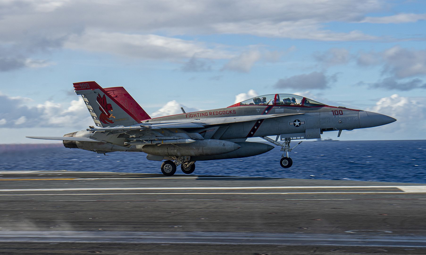 18F Super Hornet From The Fighting Redcocks Of Strike Fighter Squadron 22 Launches From The Aircraft Carrier USS Nimitz