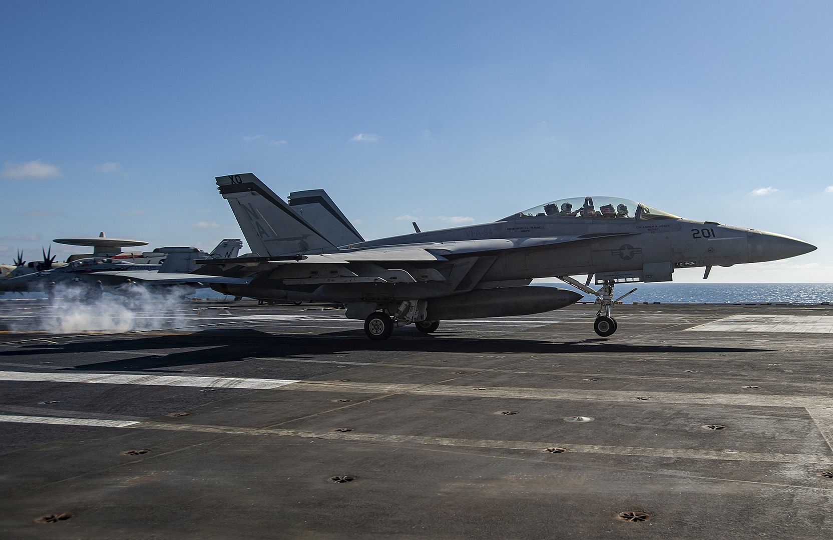  94 Touches Down On The Flight Deck Of The Aircraft Carrier USS Nimitz