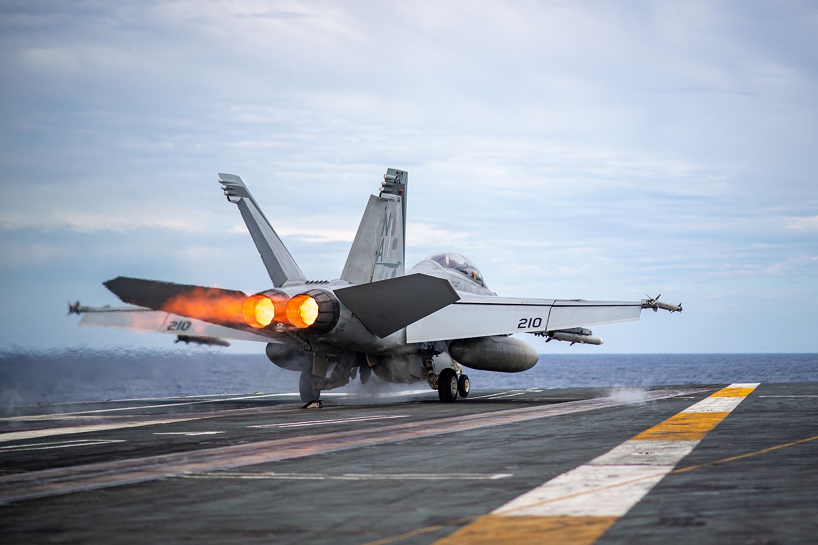 18F Super Hornet From The Mighty Shrikes Of Strike Fighter Squadron 94 Launches From The Flight Deck Of The Aircraft Carrier USS Nimitz 18F Super Hornet From The Mighty Shrikes Of Strike Fighter Squadron 94 Launches From The Flight Deck Of The Aircraft Carrier USS Nimitz