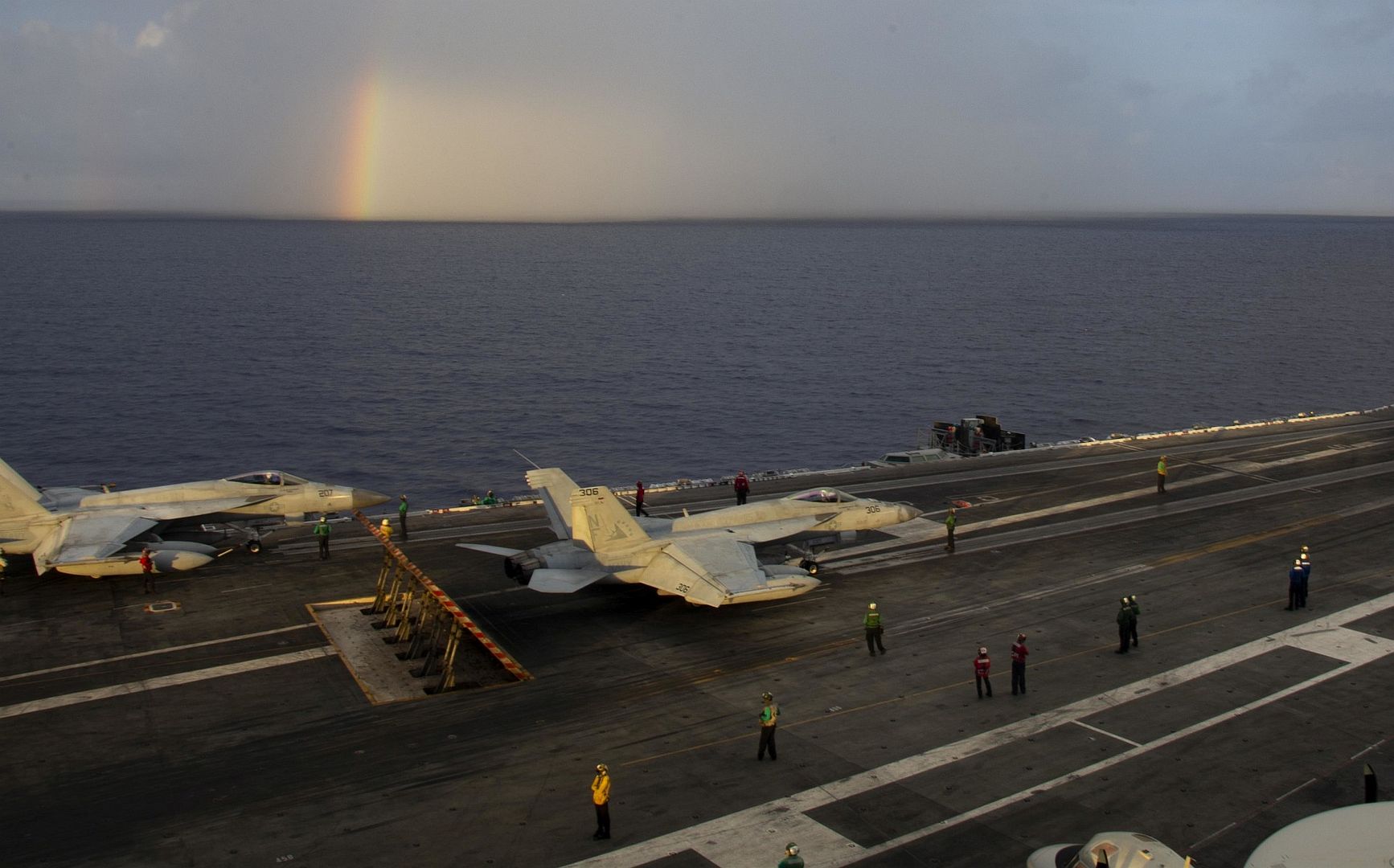 FA 18E Super Hornet Assigned To The Eagles Of Strike Fighter Squadron 115 Prepares For Launch From The Flight Deck Of The Navy S Only Forward Deployed Aircraft Carrier USS Ronald Reagan