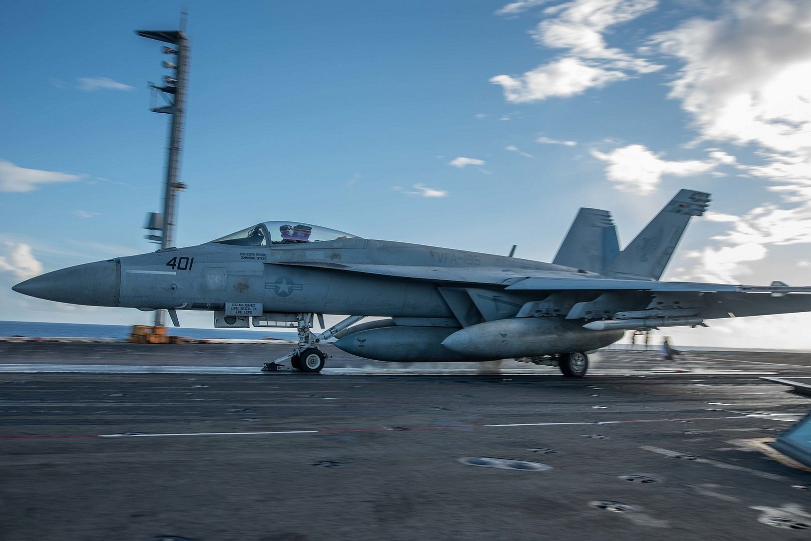 FA 18E Super Hornet Attached To The Dambusters Of Strike Fighter Squadron 195 Launches From The Flight Deck Of The Navy S Only Forward Deployed Aircraft Carrier USS Ronald Reagan