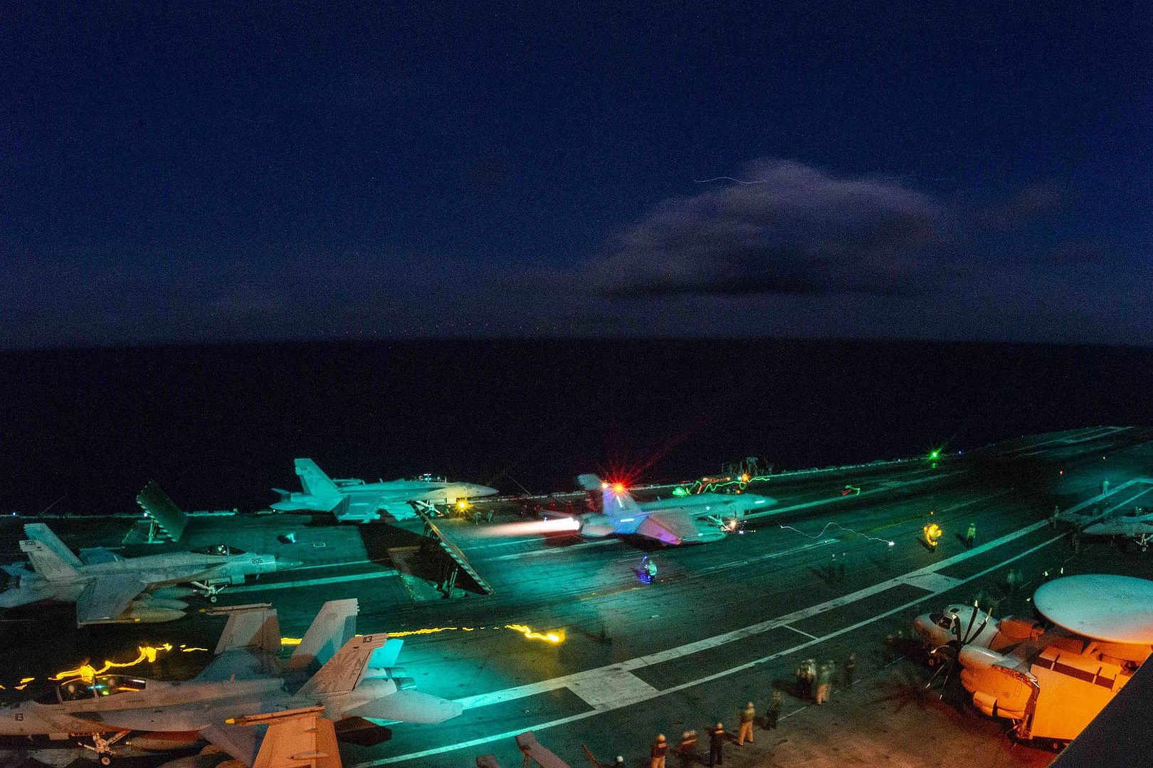 FA 18E Super Hornet Attached To The Eagles Of Strike Fighter Squadron 115 Launches From The Flight Deck Of The Navy S Only Forward Deployed Aircraft Carrier USS Ronald Reagan
