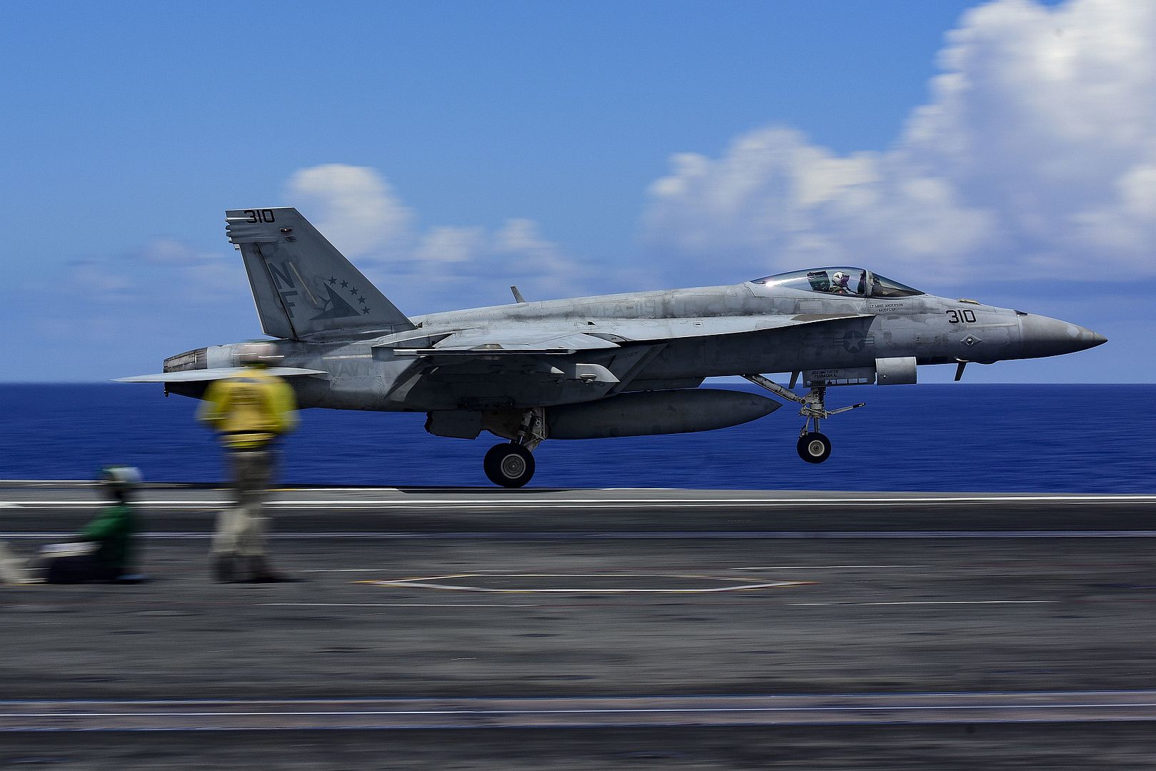 FA 18E Super Hornet Attached To The Eagles Of Strike Fighter Squadron 115 Takes Off From The Flight Deck Of The Navys Only Forward Deployed Aircraft Carrier USS Ronald Reagan