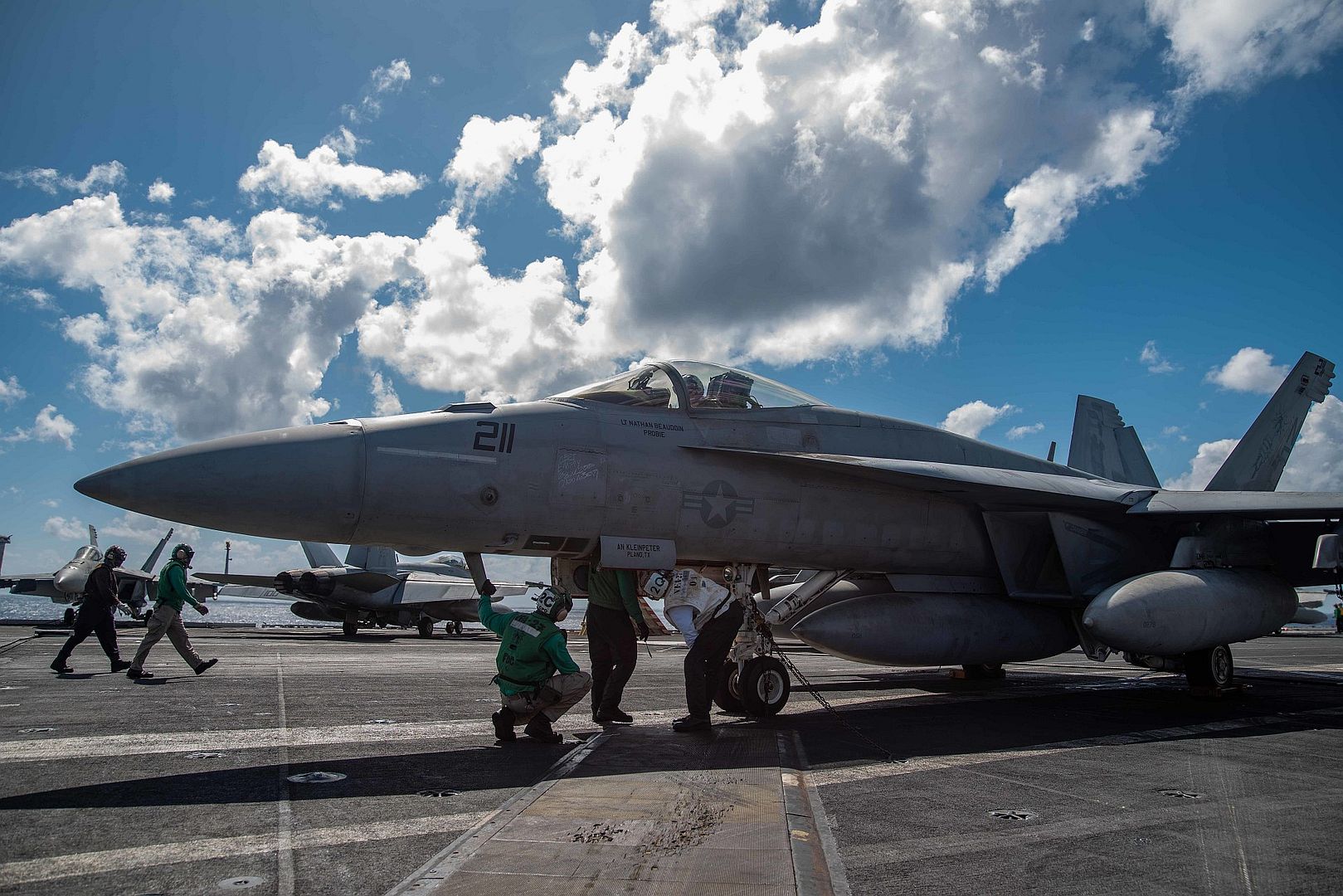 FA 18E Super Hornet On The Flight Deck Of The Navy S Only Forward Deployed Aircraft Carrier USS Ronald Reagan