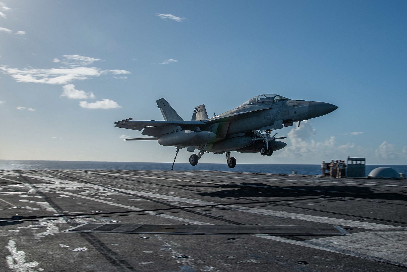 FA 18F Super Hornet Attached To The Diamondbacks Of Strike Fighter Squadron 102 Lands On The Flight Deck Of The Navy S Only Forward Deployed Aircraft Carrier USS Ronald Reagan