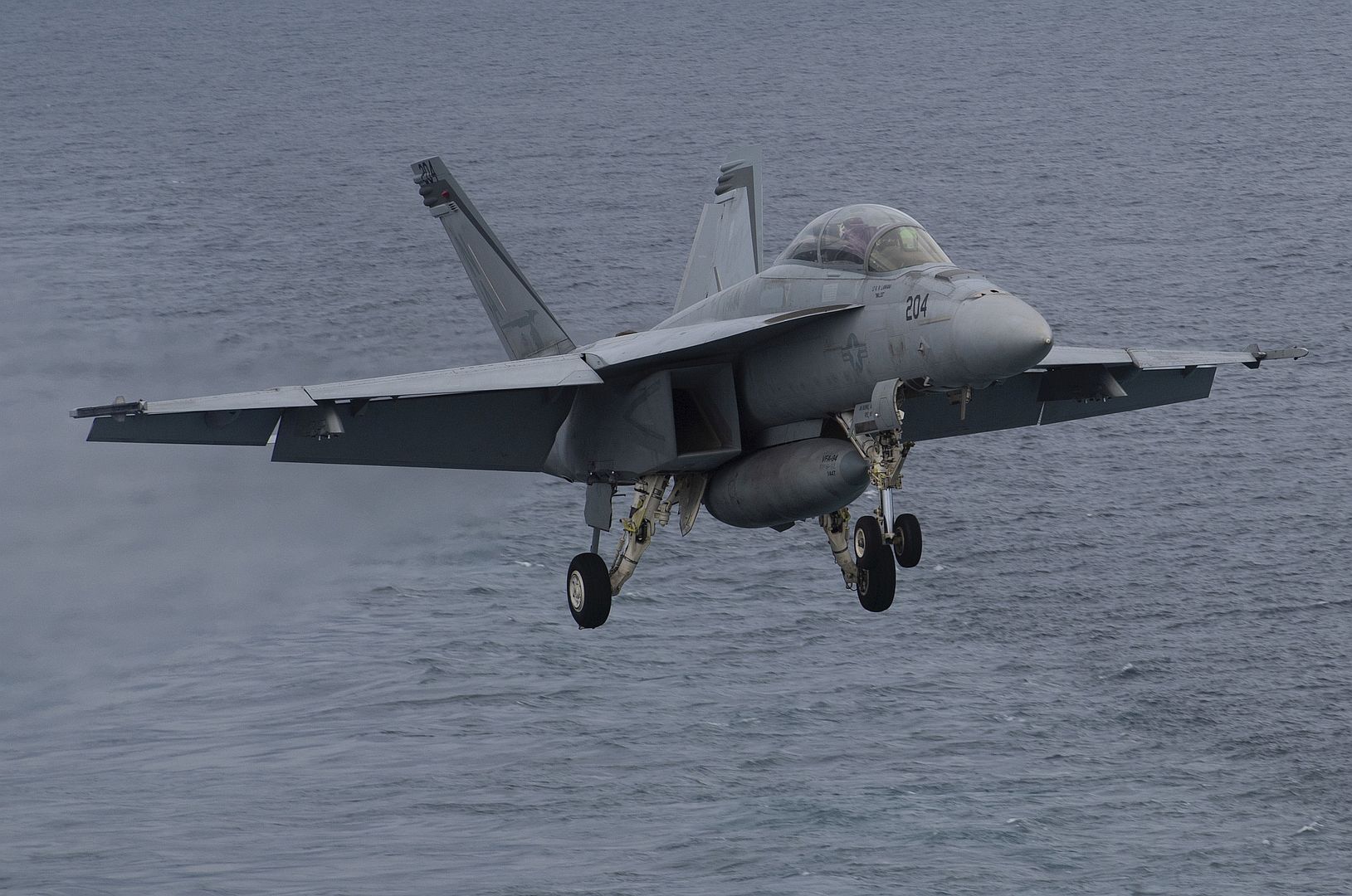 FA 18F Super Hornet From The Mighty Shrikes Of Strike Fighter Squadron VFA 94 Approaches The Flight Deck Of The Aircraft Carrier USS Nimitz
