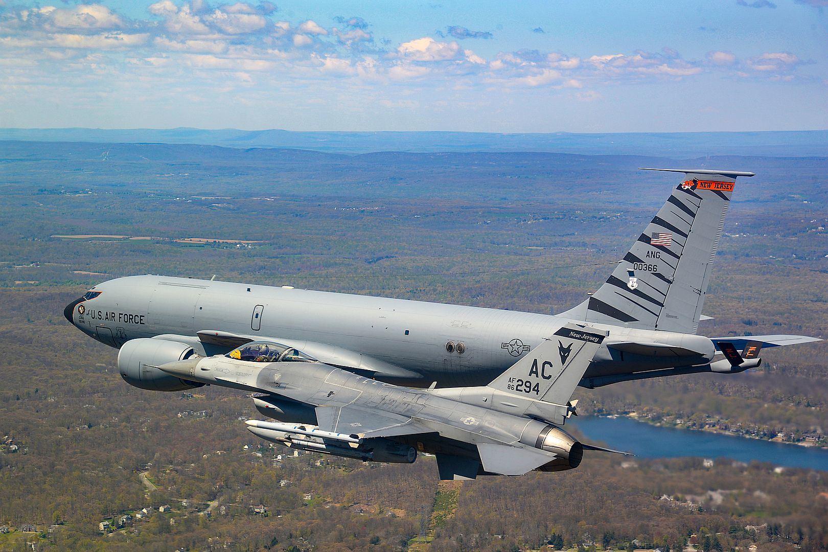  And A KC 135R Stratotanker Assigned To The 108th Wing