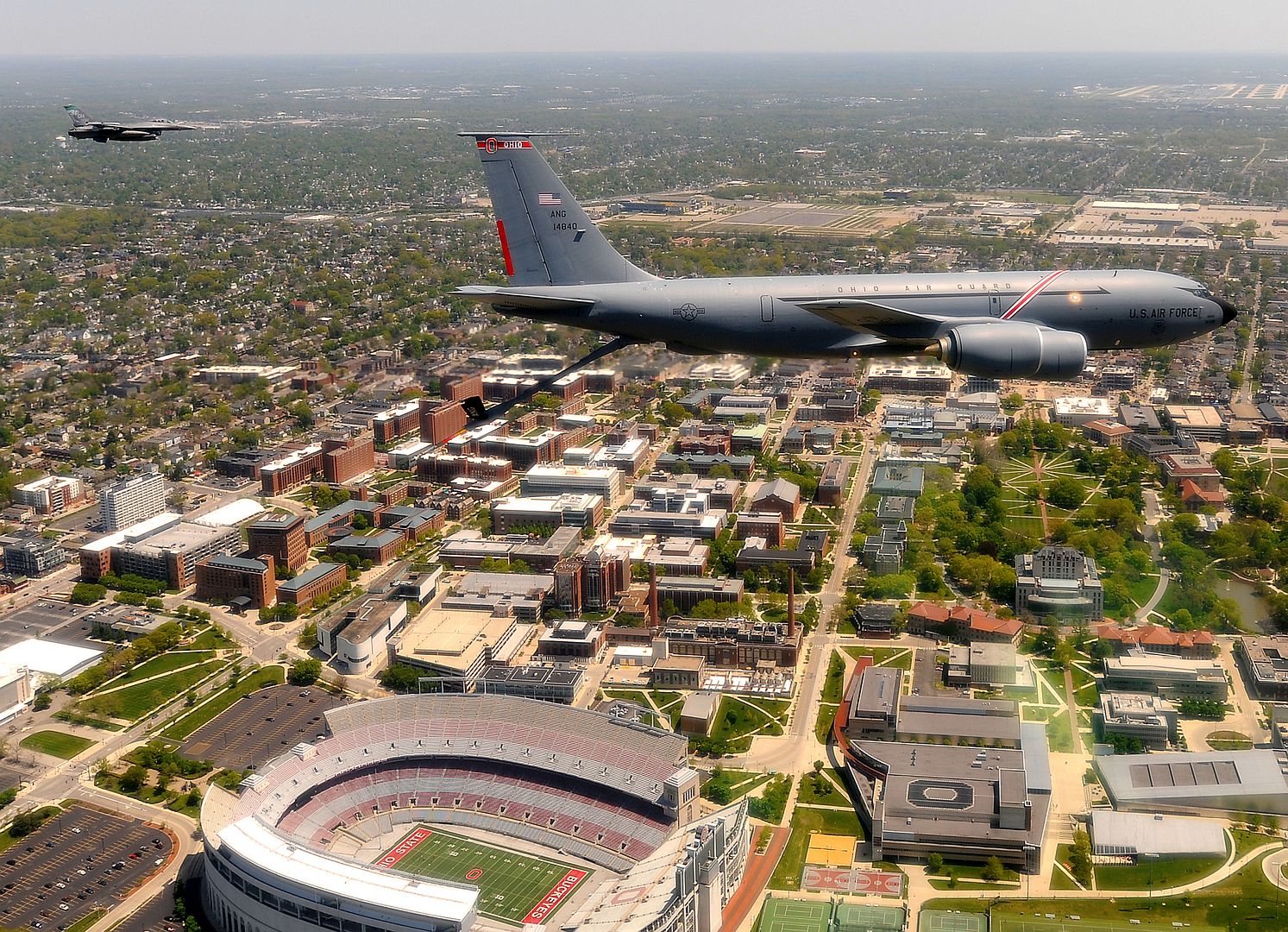 F 16 Fighting Falcons From The 180th Fighter Wing And A KC 135 Stratotanker From The 121st Air Refueling Wing 1