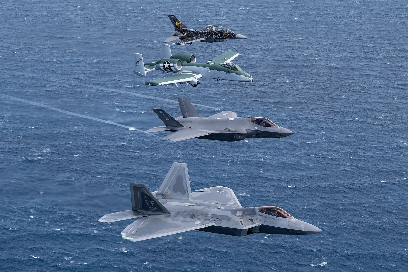 F 22 Raptor F 35 Lightning II A 10 Thunderbolt II And F 16 Fighting Falcon