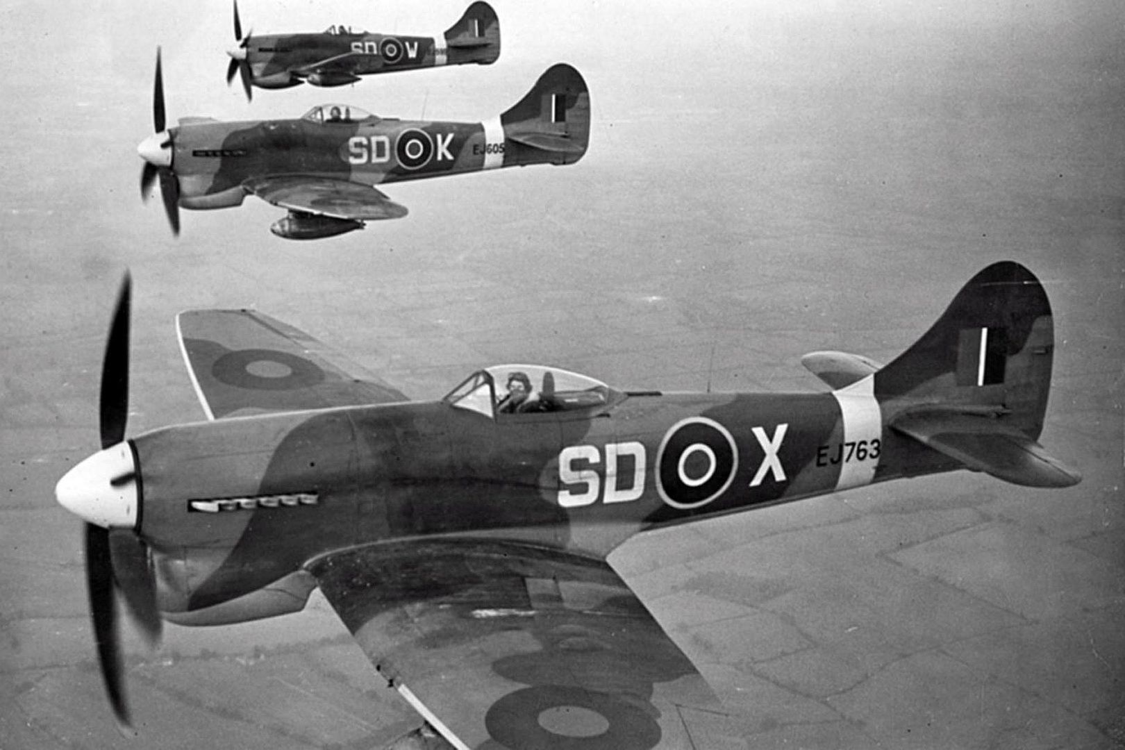 Hawker Tempest Mk V Fighters From The 501st Squadron In Flight