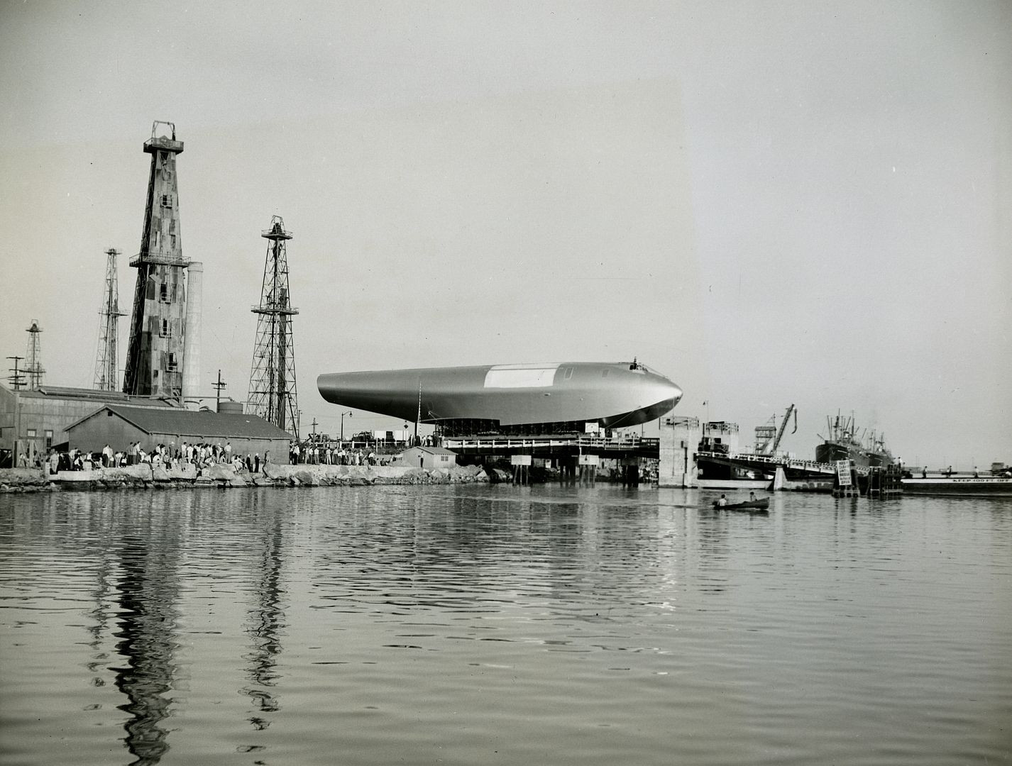 Hughes Flying Boat Being Moved From Long Beach To Terminal Island California June 1946 Hughes Flying Boat Being Moved From Long Beach To Terminal Island California June 1946