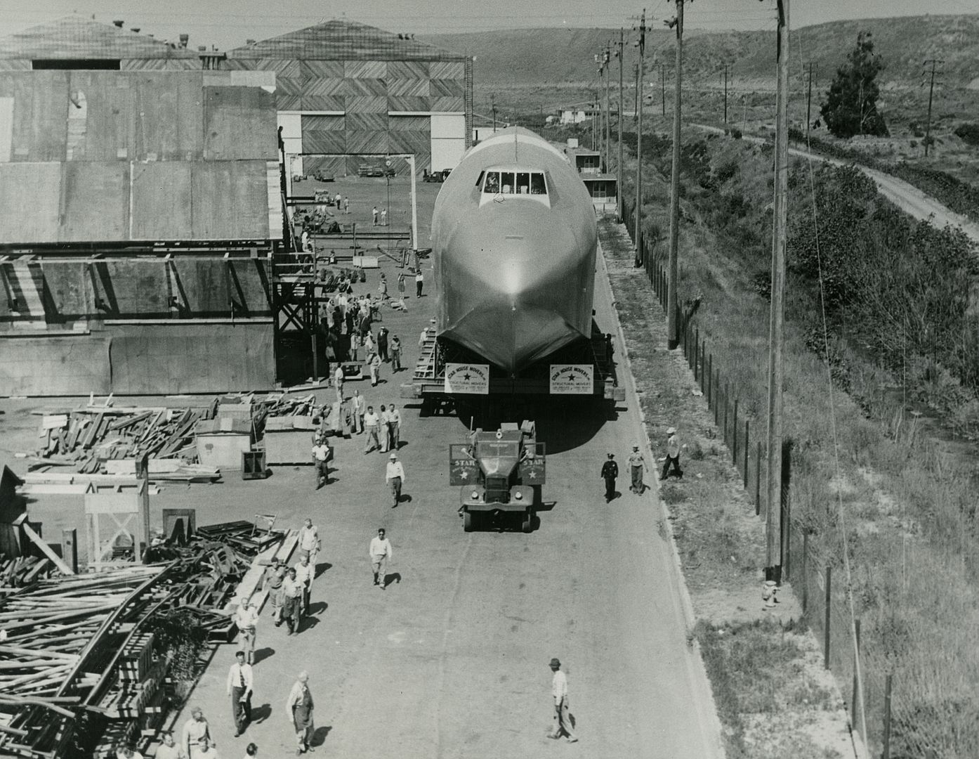 Hughes Flying Boat Being Moved To Terminal Island In The Los Angeles Harbor 1946 Hughes Flying Boat Being Moved To Terminal Island In The Los Angeles Harbor 1946